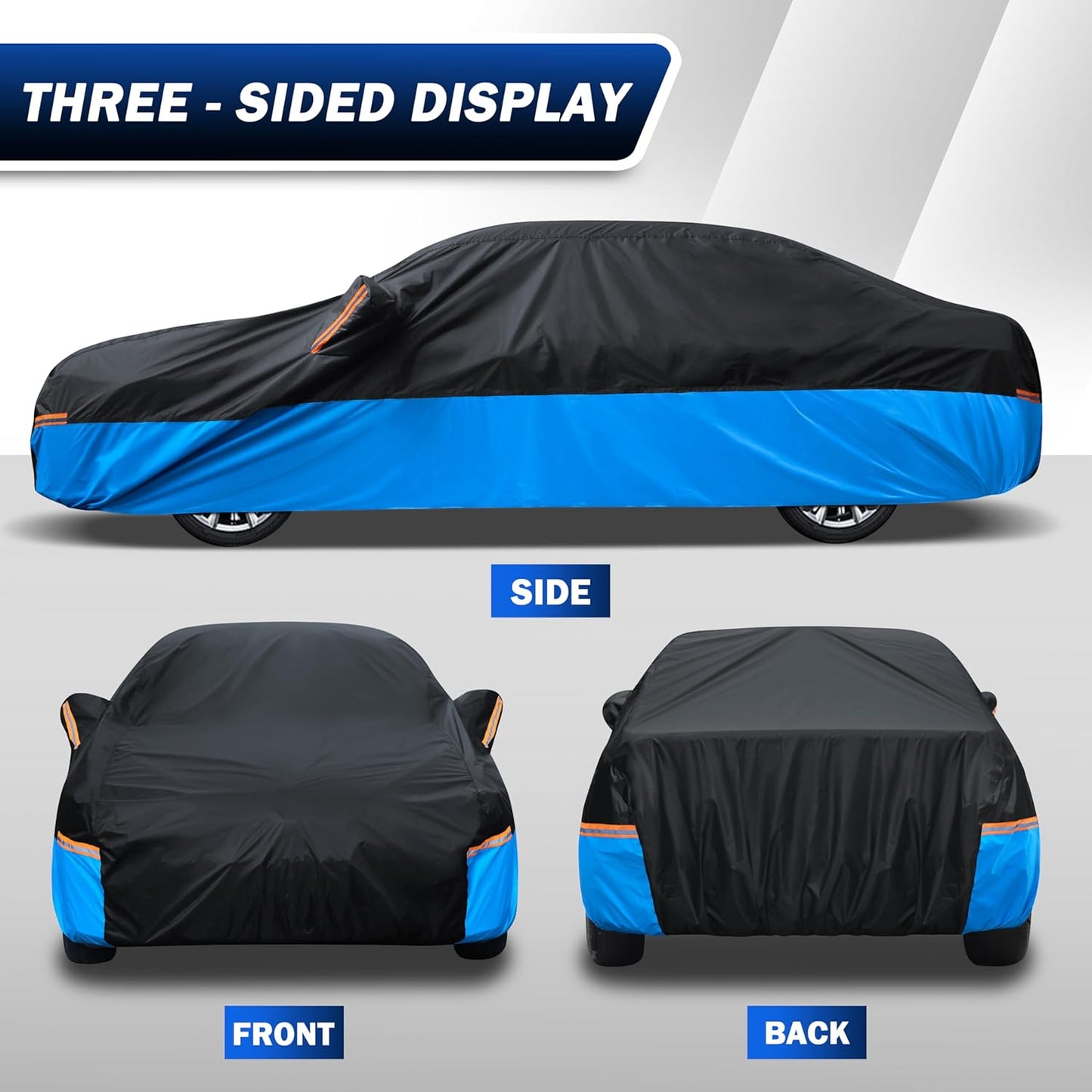 Car Cover Waterproof All Weather Outdoor Windproof Dustproof UV Protection Fit Sedan Honda Civic,Audi A6，BMW 5 Series，Ford Focus,Nissan Leaf
