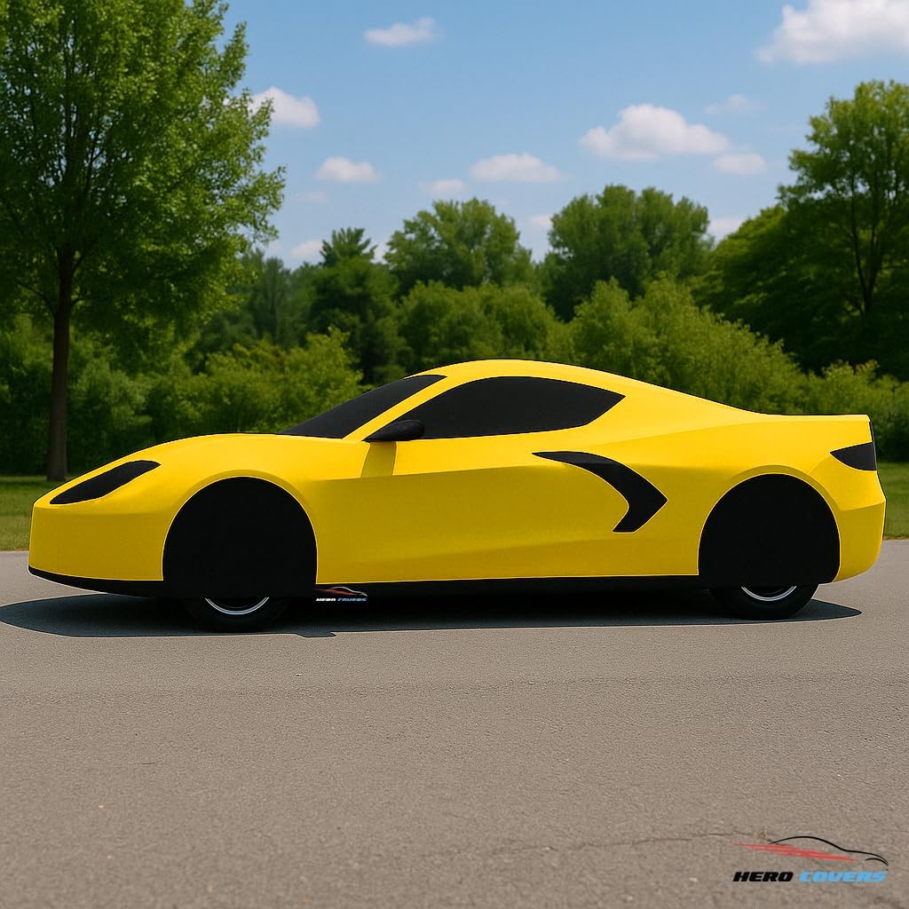 C8 Car Cover Fit for Corvette C8 Indoor and Outdoor Protection (Yellow)