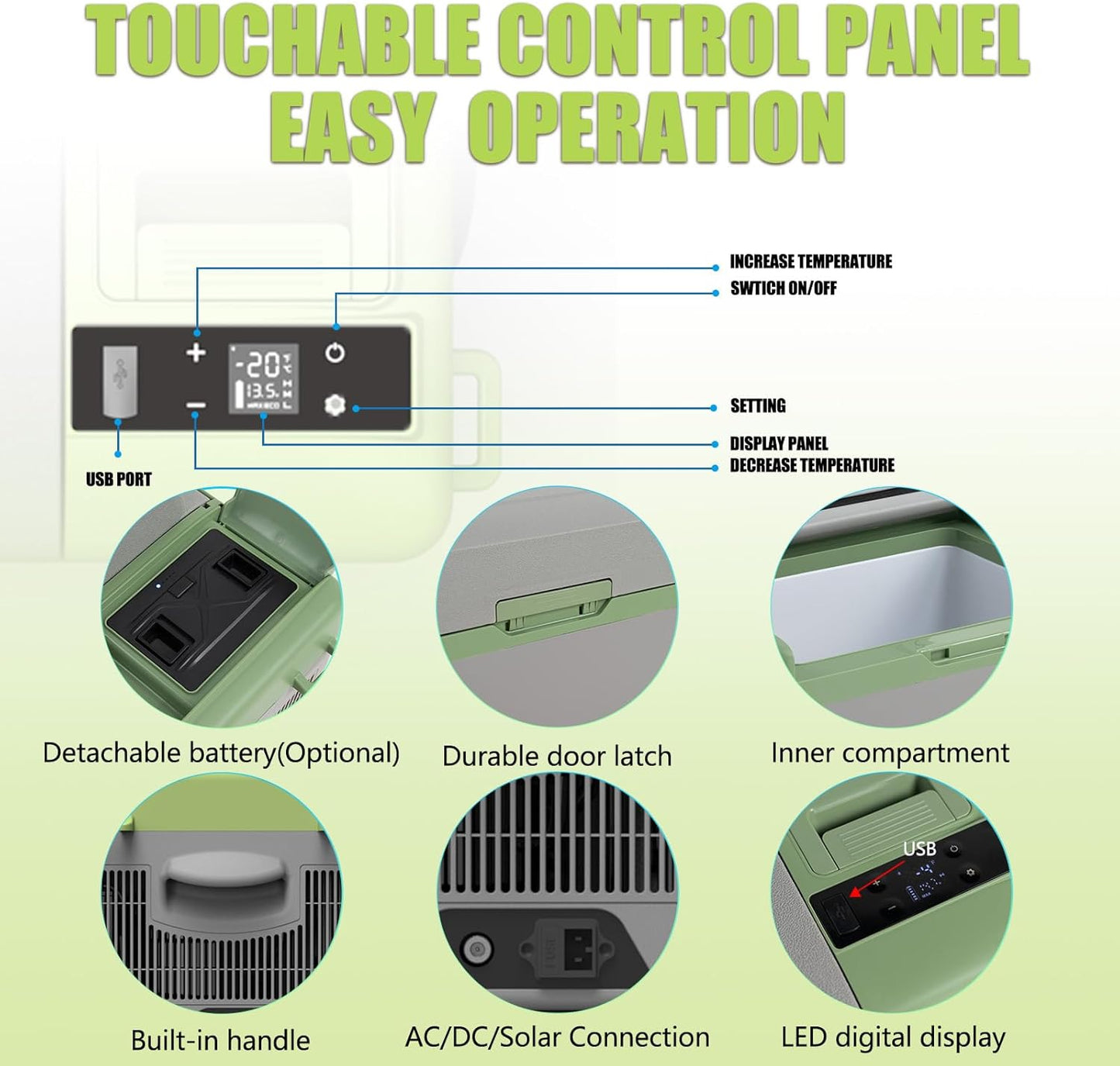 Alpicool Y19E Portable Fridge 12 Volt Car Refrigerator 21Quart Freezer for Fishing, Camping, RV, Truck, Boat-12/24V DC