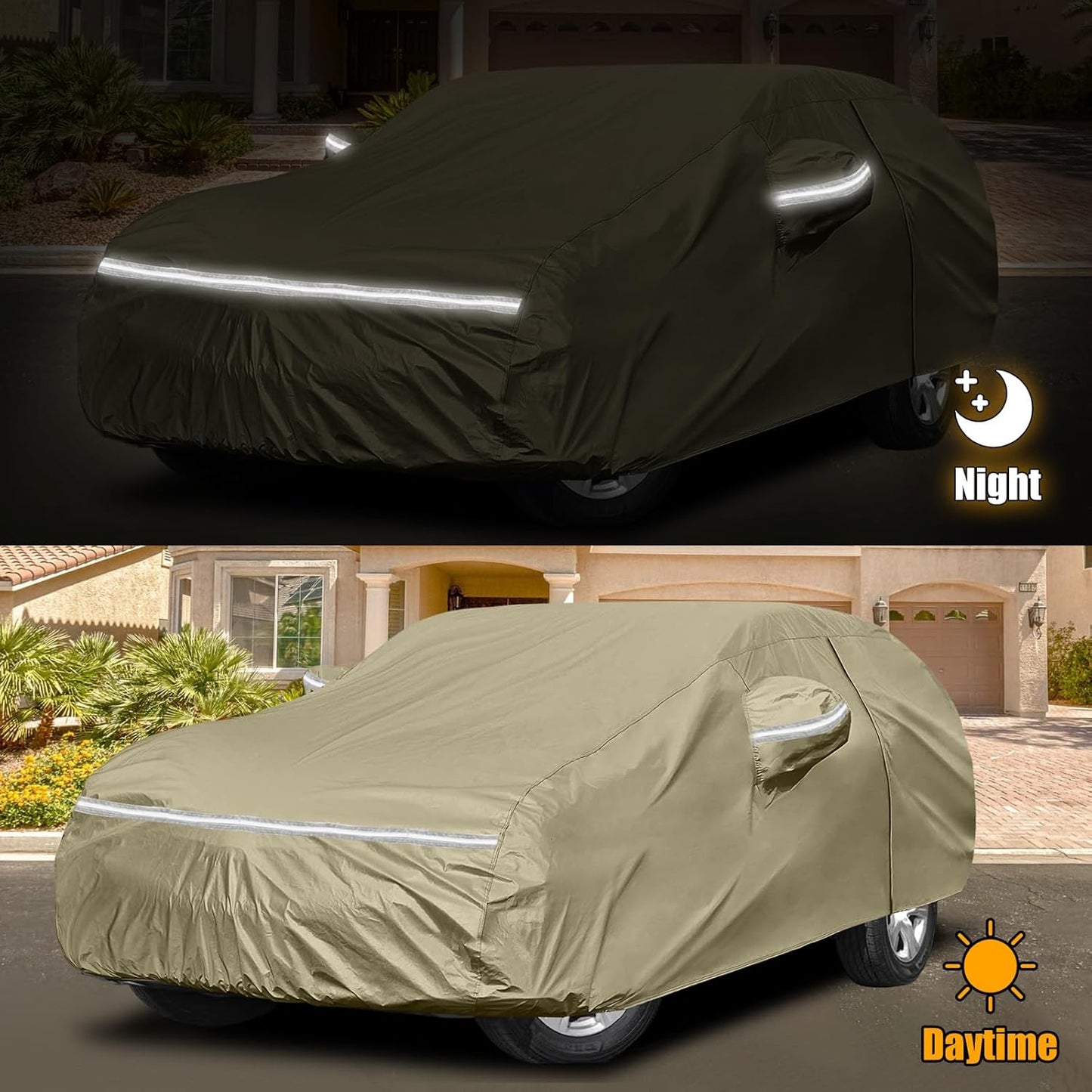 Waterproof Car Covers Replace for 2013-2025 Toyota RAV4, Multilayer Heavy Duty with Cotton Liner All Weather Car Cover with Zipper Door, Windproof Bands for Snow Rain Dust Protection