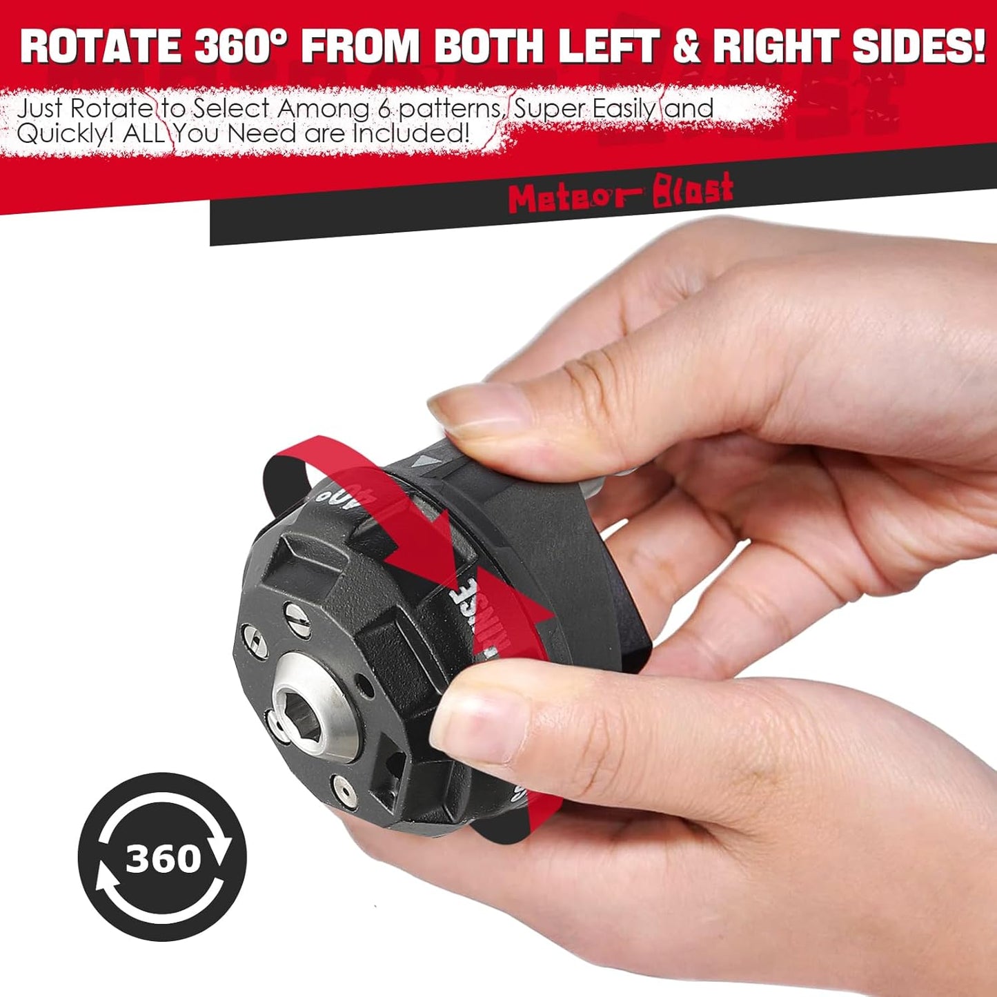 Meteor Blast Pressure Washer Nozzle, 6-in-1 Quick Change over and Adjustable, Power Washer Tips Replacement with 1/4 inch Quick Connector, MAX 4500PSI 2.0GPM for power washer and pressure washer