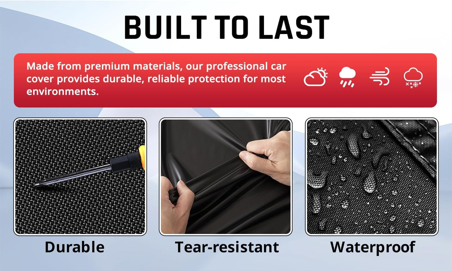 Full Exterior Covers for Waterproof Protection with Red Stripe Design,SUV Car Covers for Automobiles Universal Fit Nissan Kicks, Subaru Crosstrek, Jeep Compass Liberty, Kia Soul Sportage