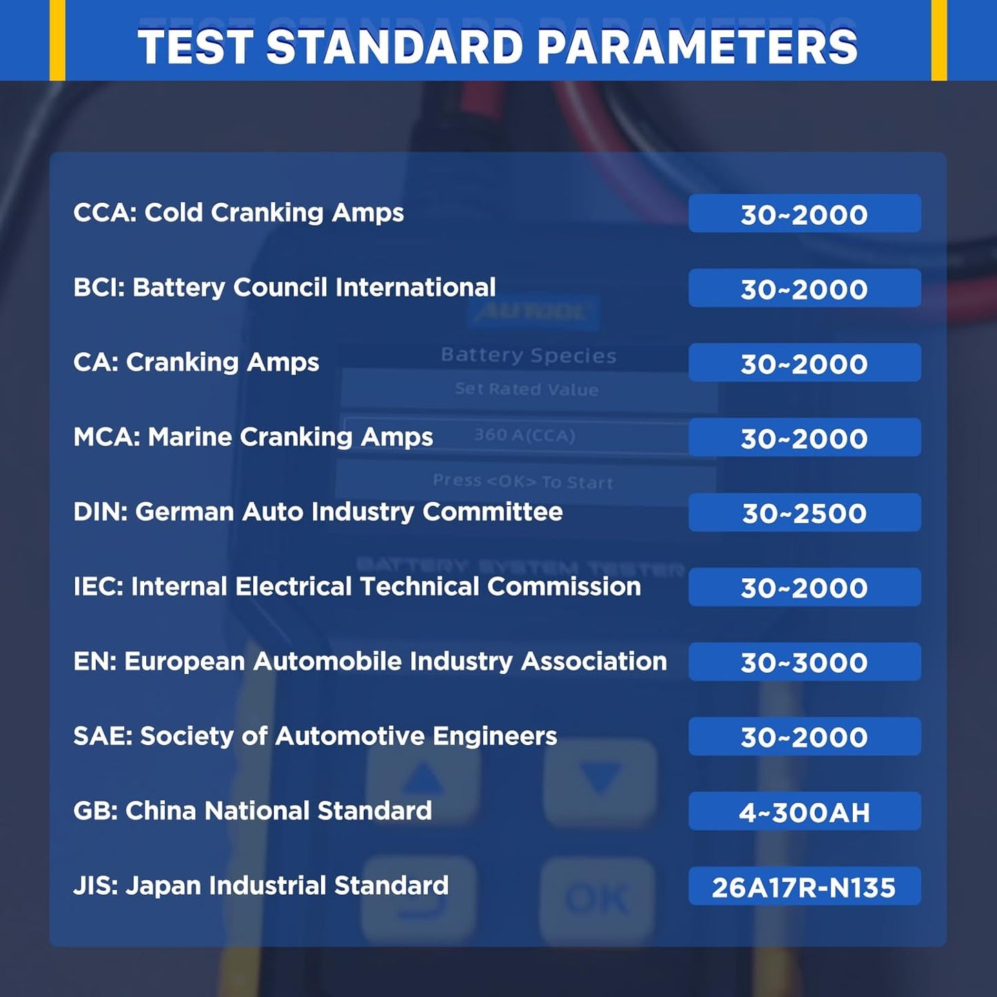 AUTOOL Car Battery Tester 12V 24V Battery Load Tester 30-2000 CCA Automotive Battery Tester, Cranking Charging System Analyzer, Color Screen Data Review Reverse Polarity Protection