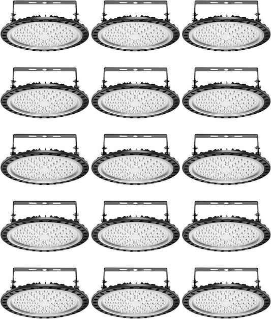 Viugreum High Bay LED Shop Lights, 300W UFO LED High Bay Light 30,000LM 120V LED High Bay Lights 5000K Daylight, Alternative to 1300W MH/HPS for Garage Workshop Barn Factory Warehouse - 15 Pack