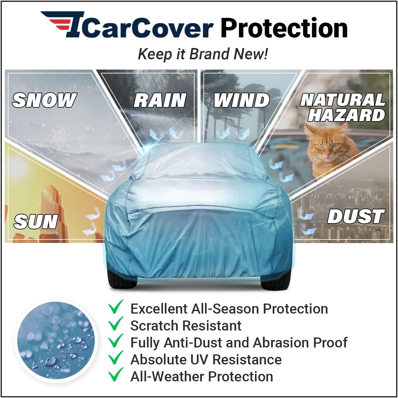 iCarCover Premium Car Cover for 1946-1953 Buick Super Estate Wagon Heavy Duty Waterproof All-Weather Automobiles Custom Fit Indoor Outdoor UV Snow Protection Covers with Straps and Bag