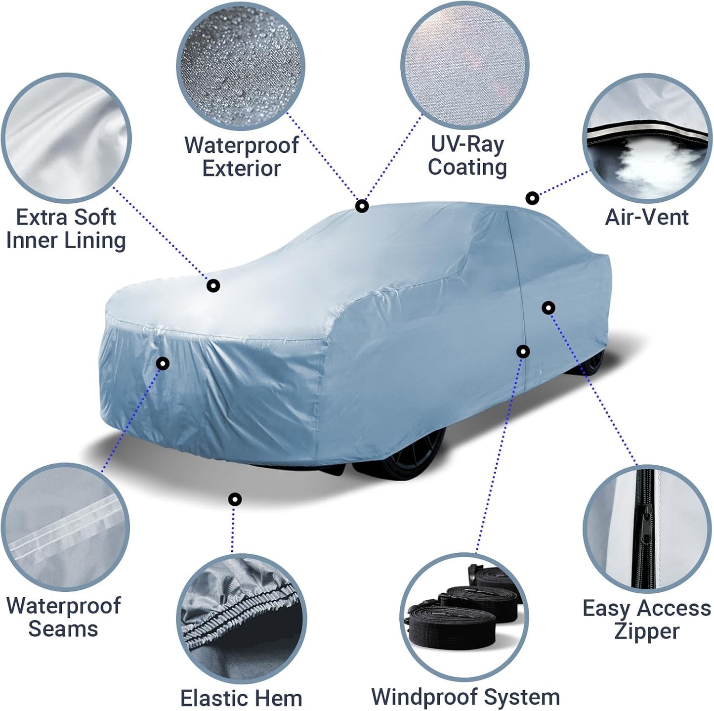 iCarCover Custom Car Cover for Chevy Impala 2-Door, 4-Door, Waterproof All Weather Rain Snow UV Sun Protector Full Exterior Indoor Outdoor Car Cover (Year Fits 1958-1971)