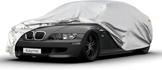 Kayme 6 Layers Car Cover Custom Fit for BMW Z3 (1997-2003) Waterproof All Weather for Automobiles, Outdoor Full Cover Rain Sun UV Protection.Silver