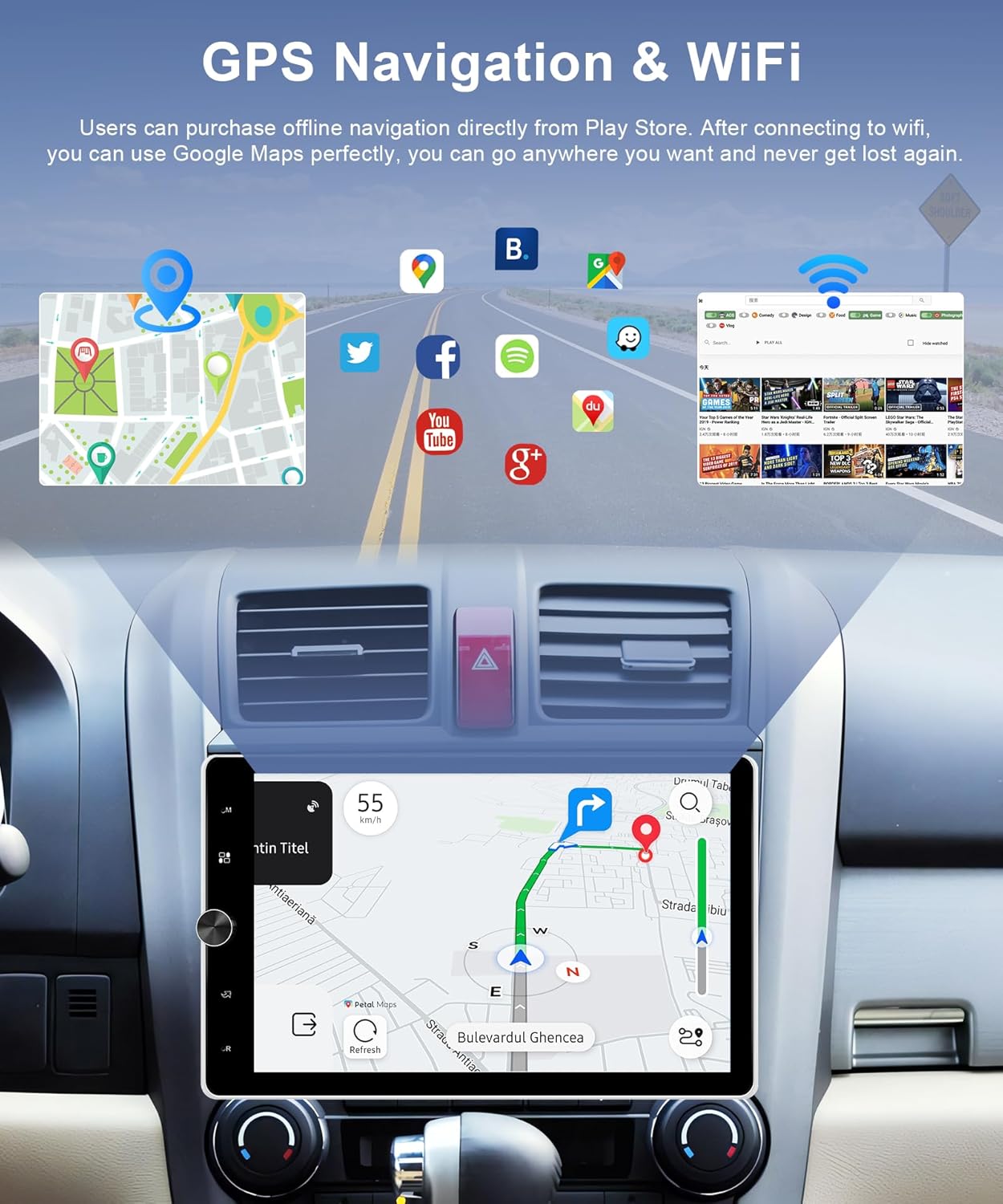 Motorized 2G+64G Single Din Radio with Wireless Carplay -10.4inch HD Vertical Rotatable Touch Screen- Wireless Android Auto FM/RDS EQ GPS Bluetooth with WiFi 50UIs USB MirrorLink Backup Camera