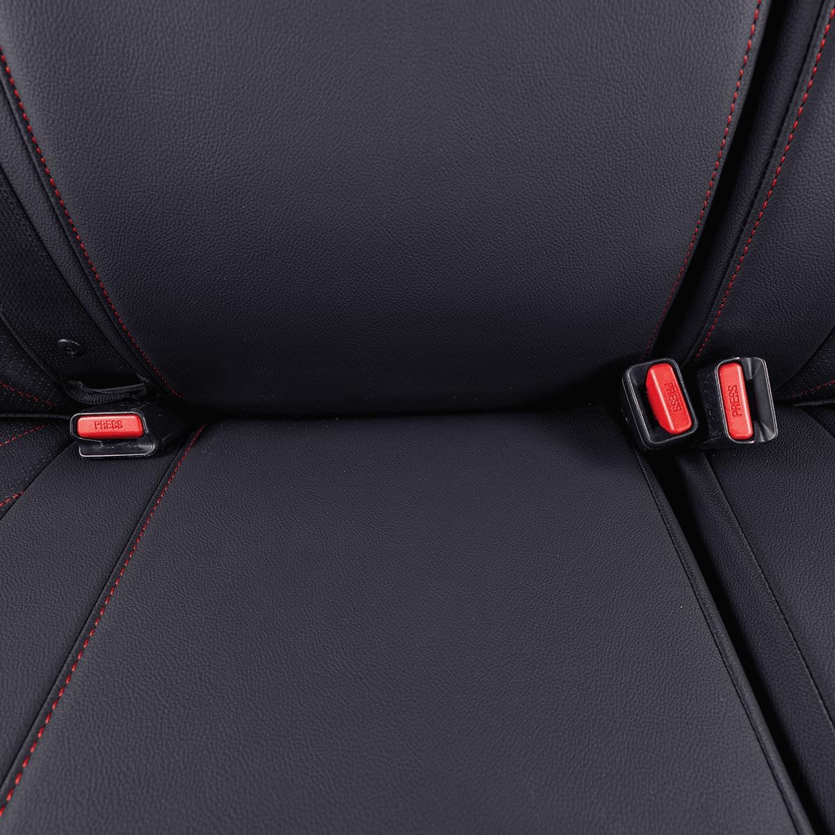 EKR Custom Fit Tacoma Rear Car Seat Covers for Select Toyota Tacoma 2016 2017 2018 2019 2020 2021 2022 2023 Access Cab - Second Row Only,Leather (Black with Red Trim)