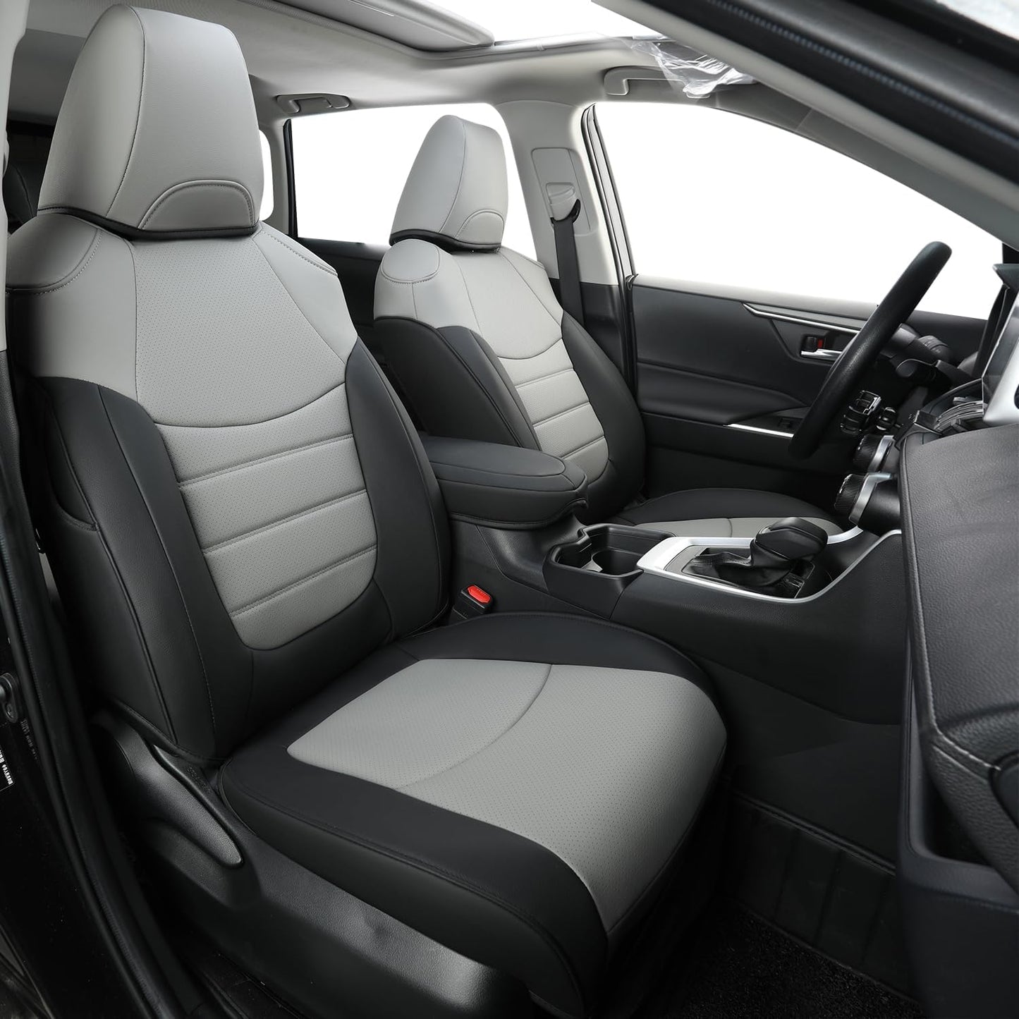 RISINGSTAR Rav4 Seat Covers, fit 2019-2025 Toyota Rav4 XLE LE XLE Premium Limited Base SUV, not for Adventure and TRD-Off(Black&Gray)