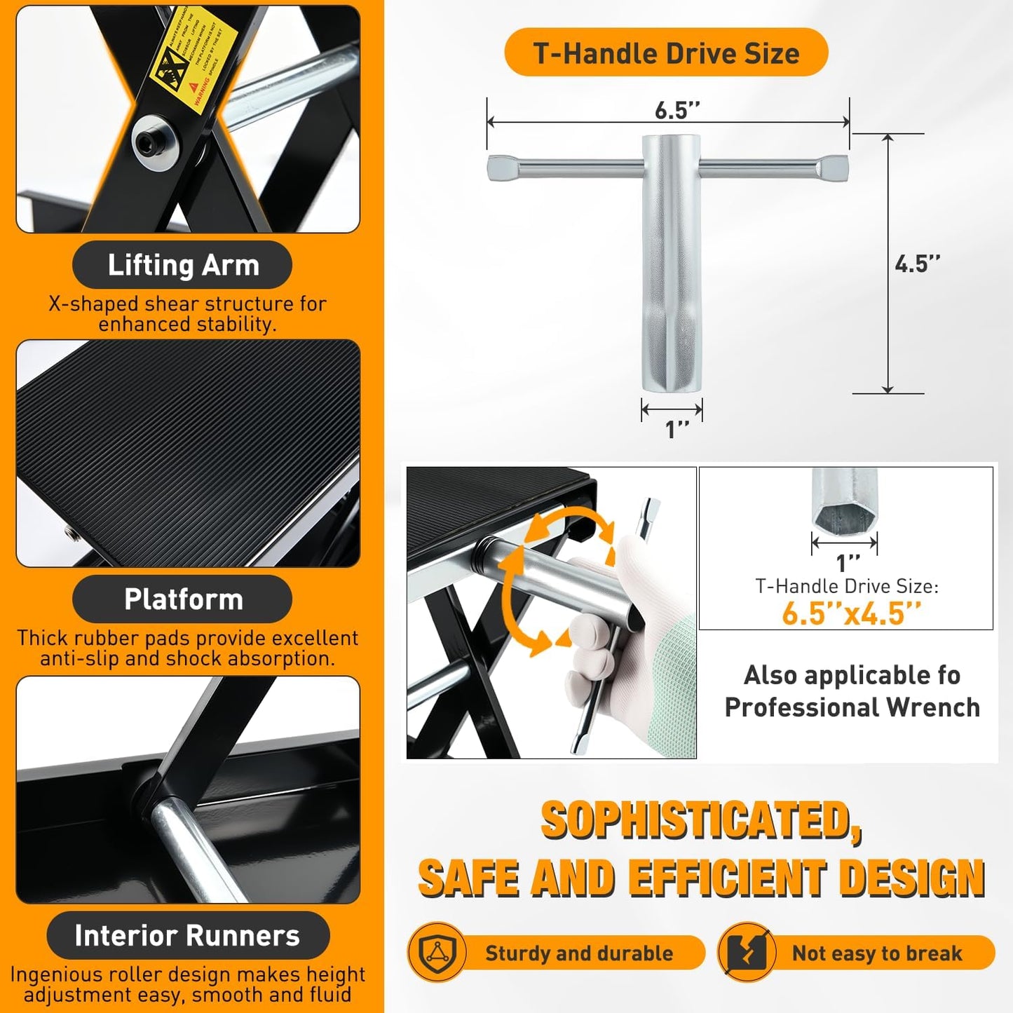 Nilight Motorcycle Lift Jack 1100 LBS Motorcycle Scissor Jack Stand Lift with Wide Deck Crank Handle 3.4"-14.2" Steel Scissor Hoist Garage Repair Lift Table Jacks for Motorcycles ATV Dirt Bike, Black