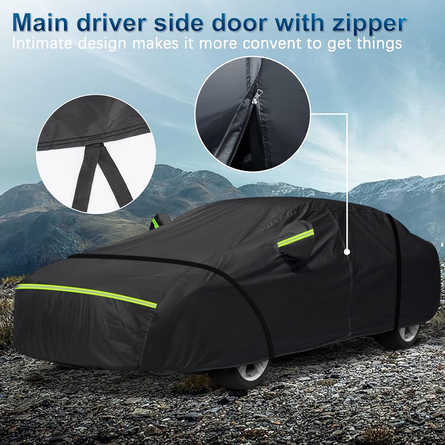 for Mercedes Benz S Car Cover Waterproof All Weather Heavy Duty Protection Outdoor Full Car Covers Windproof with Driver Side Zipper Custom Fit for Mercedes Benz S-Class 2006-2025