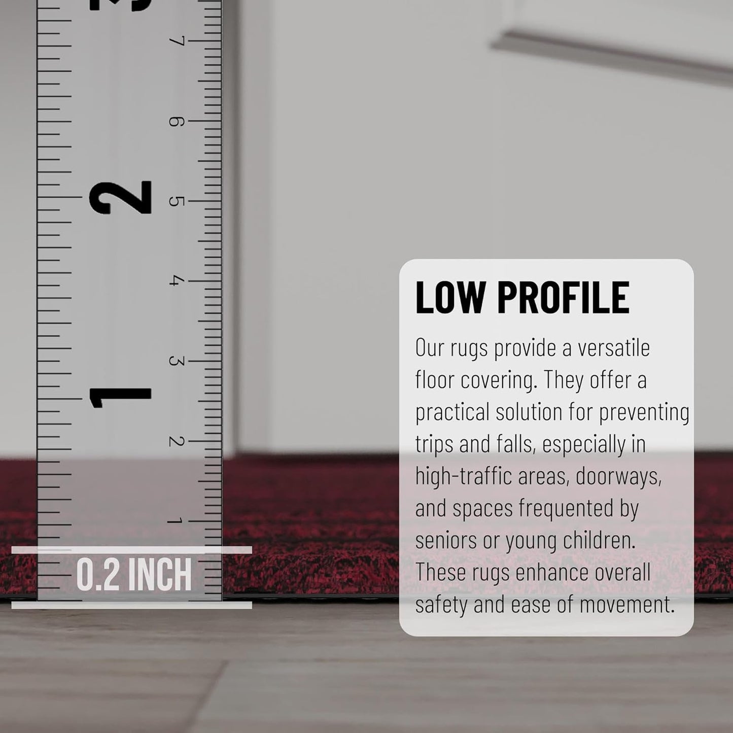 Ottomanson 2' x 6' Hallway Runner with Scraper Pile - Extra Durable Non-Slip Rug Mat for Indoor & Outdoor Use - Ideal for Kitchen, Entryway, Patio & Garage - High-Traffic Carpet, Red