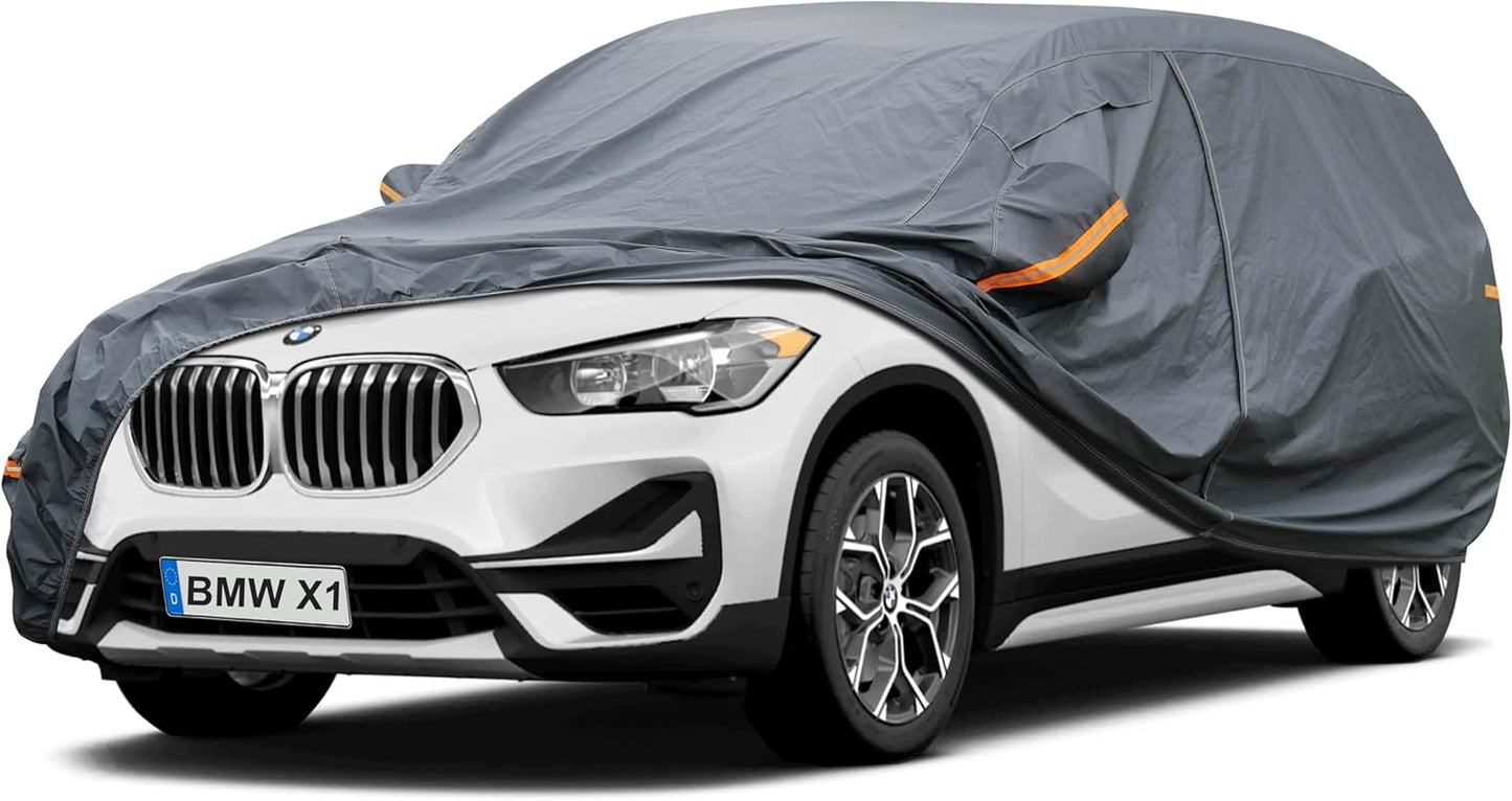 Premium Car Cover Custom Fit BMW X1 (2009-2025), 16 Layers Heavy Duty Car Cover Waterproof All Weather with Zipper Door for Sun Rain Snow Dust Uv Protection