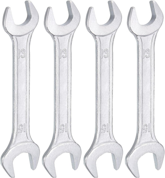 HARFINGTON 5pcs Double Open End Wrench 13mm x 15mm Metric 15 Degree Offset Angle Small Flat Head Wrench Galvanizing Open Ended Spanner for Automotive Repair Furniture Assembly