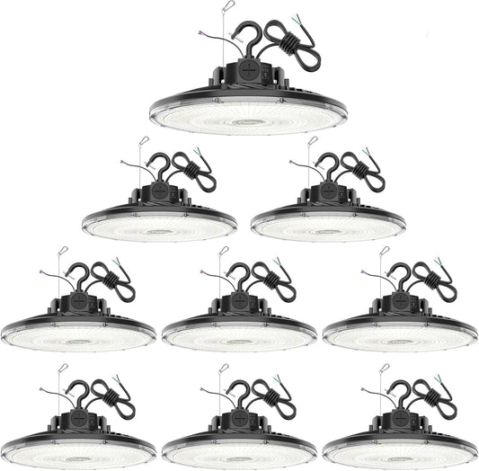 9 Pack 480V LED High Bay Light UL DLC Listed UFO Light 150W 100W 80W Adjustable, Dimmable High Bay LED Shop Lights 5000K Daylight, IP65 Commercial Bay Lighting for Warehouse Factory