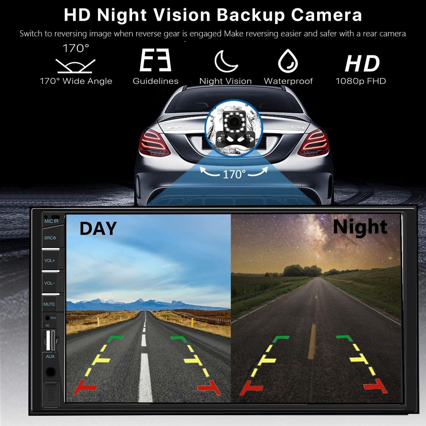 Naifay Car Stereo Double Din Radio with Bluetooth, Car Radio Touchscreen 7 Inch MP5 Player Car Stereo with Backup Camera Bluetooth, Mirror Link, FM/SWC/USB/SD/AUX, Car Audio Receivers with Subwoofer