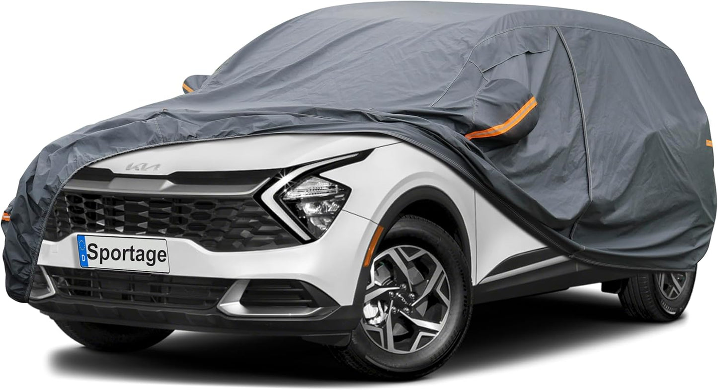 Premium Car Cover Custom Fit Kia Sportage (2010-2025), 16 Layers Heavy Duty Car Cover Waterproof All Weather with Zipper Door for Sun Rain Snow Dust Uv Protection