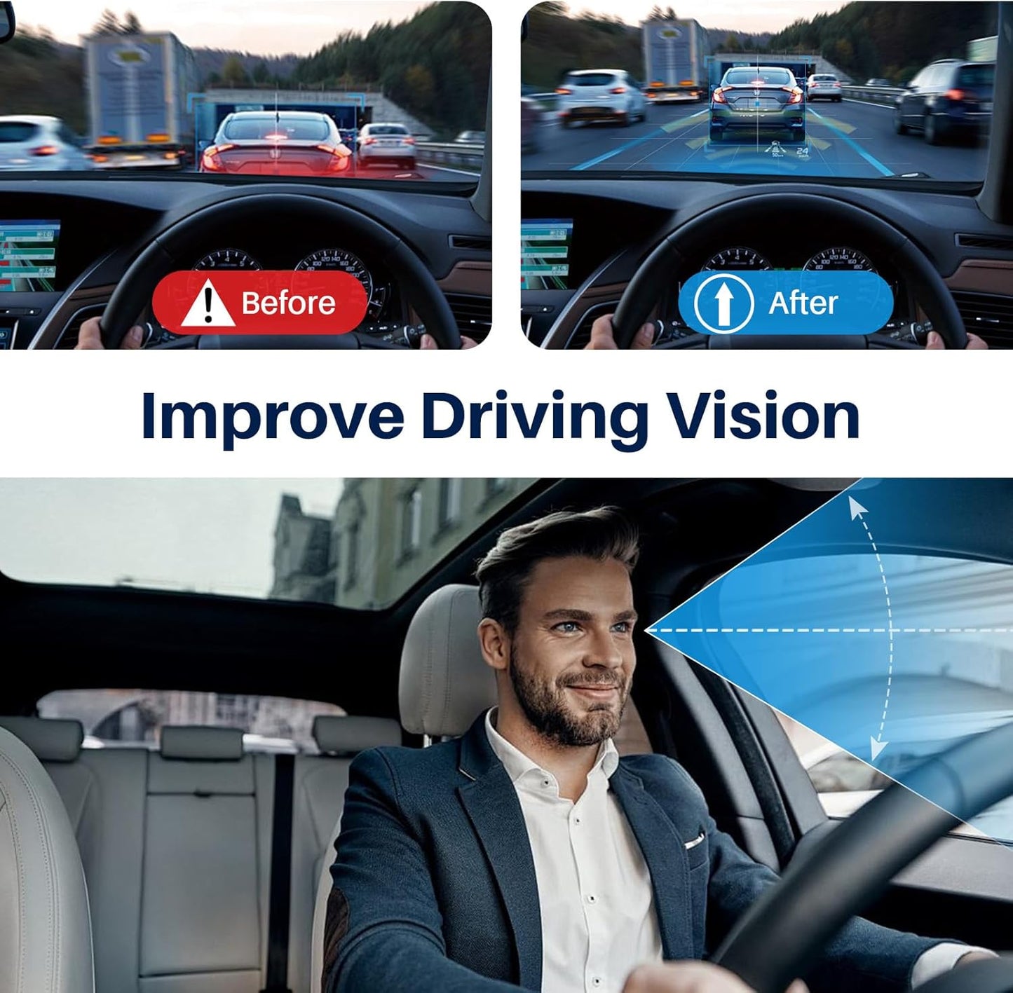 X Large Car Seat Cushion for Driving, Mprove Driving Vision/Posture, Truck Seat Cushion with Non-Slip and Adjustable Straps, Memory Foam Seat Cushion for Long Time Driving Car, Truck, SUVs (DarkGray)