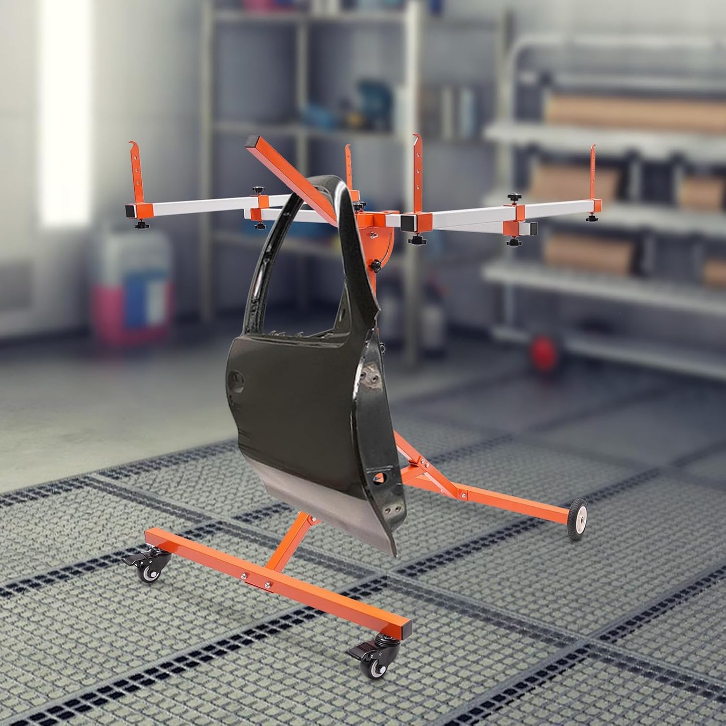 Automotive Rotating Painting Stand Multifunction Freestanding Paint Holder with Wheels for Painting Or Repairing Light Sheet Metal, Automotive Sheet Metal, Hoods, Wings, Bumpers (35.4*37.8*45.2in)