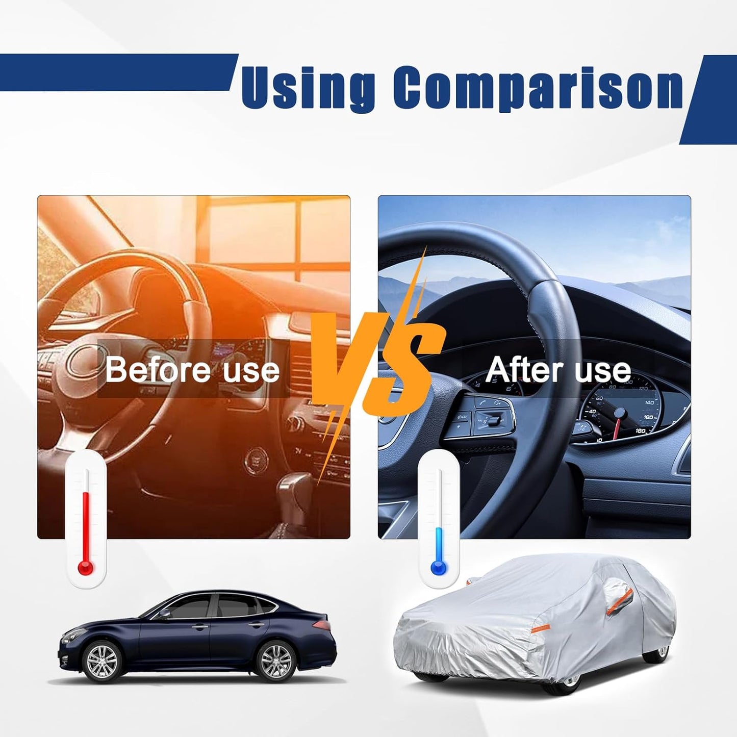 Kayme 6 Layers Car Cover Custom Fit for Chevrolet Chevy Malibu (1997-2025) Waterproof All Weather for Automobiles, Outdoor Full Cover Rain Sun UV Protection.Silver