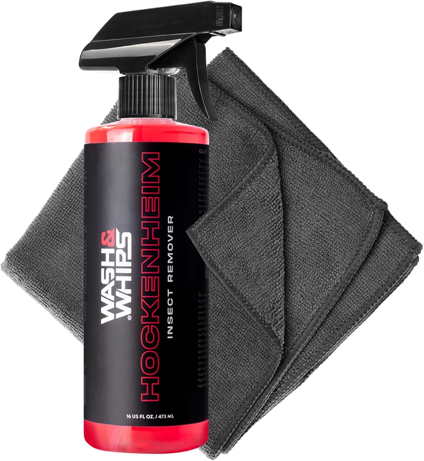 WASH&WHIPS Hockenheim Bug & Insect Remover - Professional Strength, Non-Scratching - Car Detailing, RVs, Boats - 16 fl oz (w/Microfiber Towel)