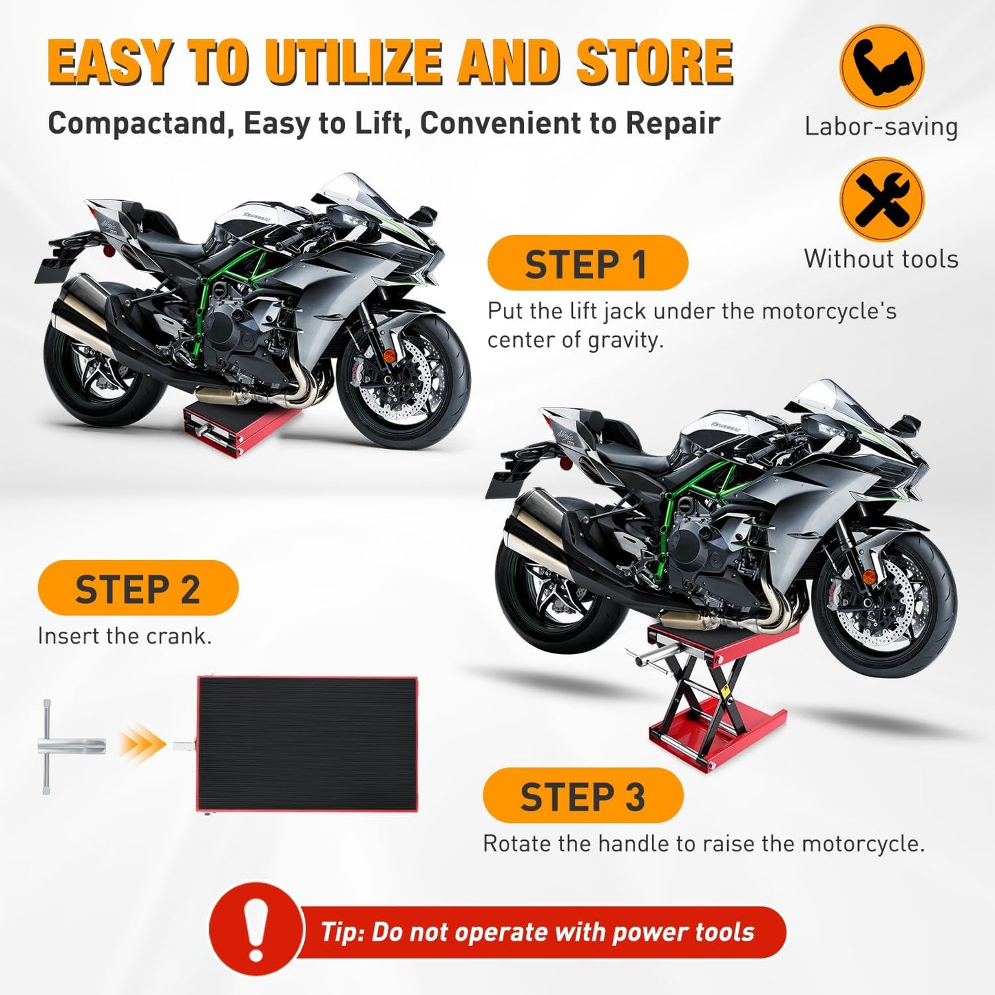 Nilight Motorcycle Lift Jack 1100 LBS Scissor Jack Stand Lift from 3.4" to 14.2" with Wide Deck Crank Handle Steel Scissor Hoist Garage Repair Lifter Table Jacks for Motorcycles ATV Dirt Bike, Red