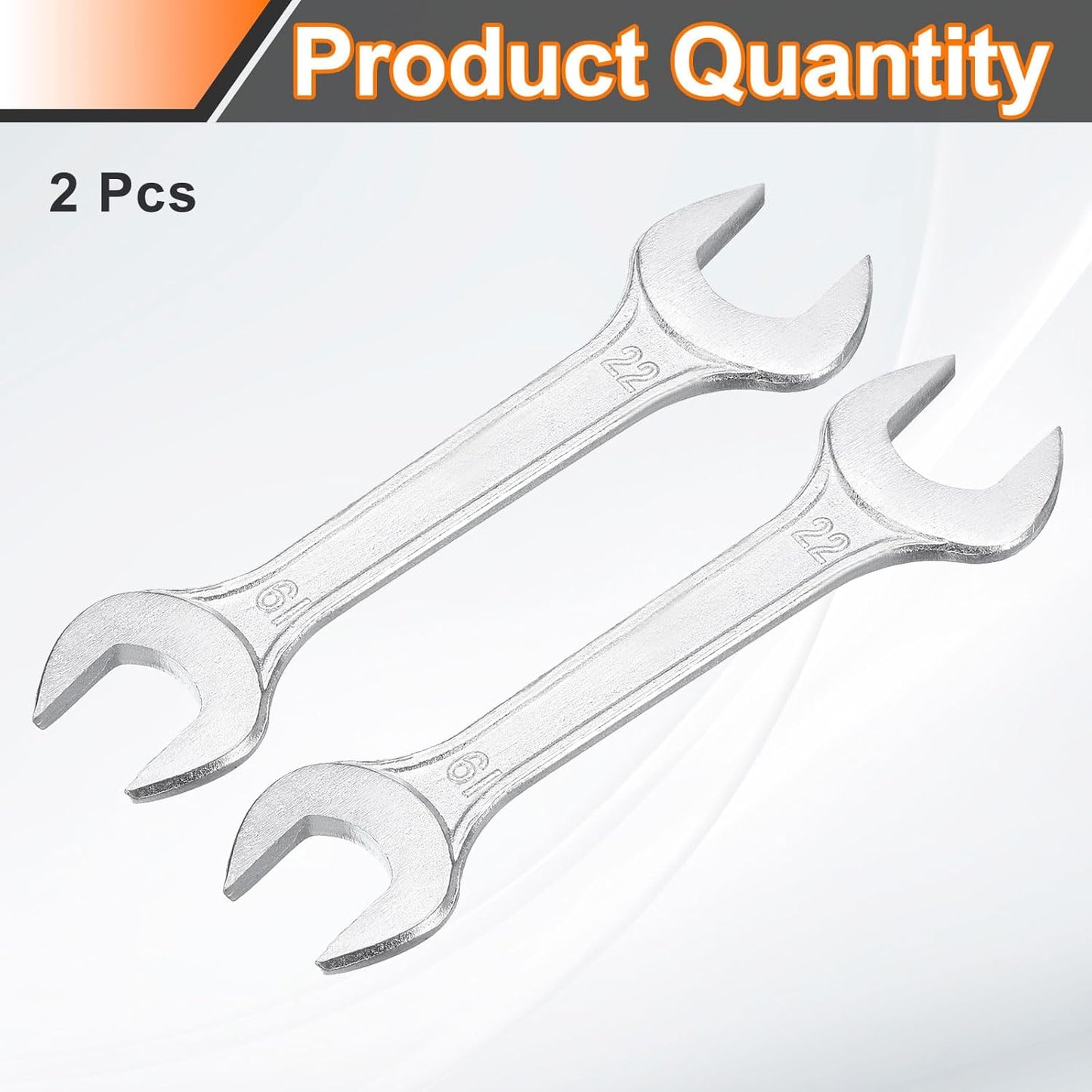 HARFINGTON 2pcs Double Open End Wrench 19mm x 22mm Metric 15 Degree Offset Angle Small Flat Head Wrench Galvanizing Open Ended Spanner for Automotive Repair Furniture Assembly