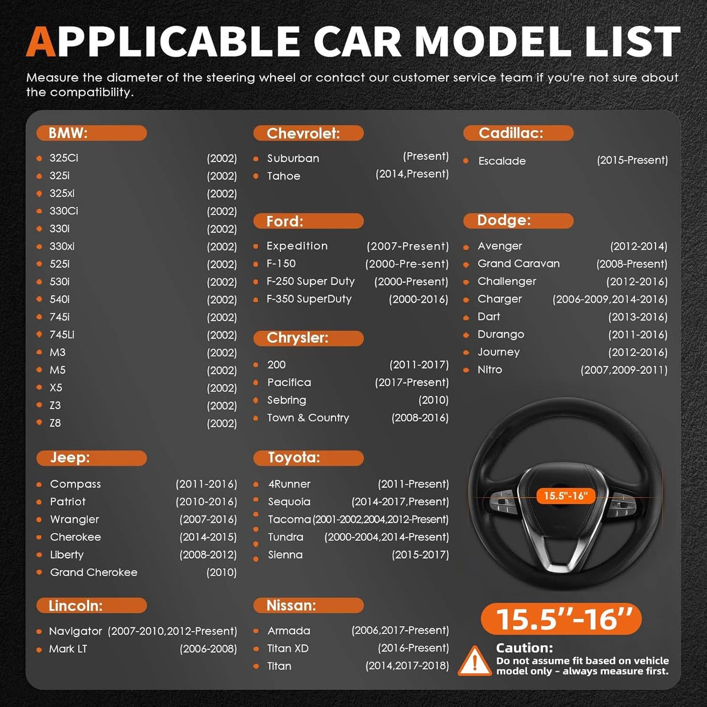 HOTOR Car Steering Wheel Cover - Universal Car Accessory for Diverse Cars, Leather Cover with Anti-Slip Lining, for Steering Wheel with a Diameter of 15.5"-16",Gray