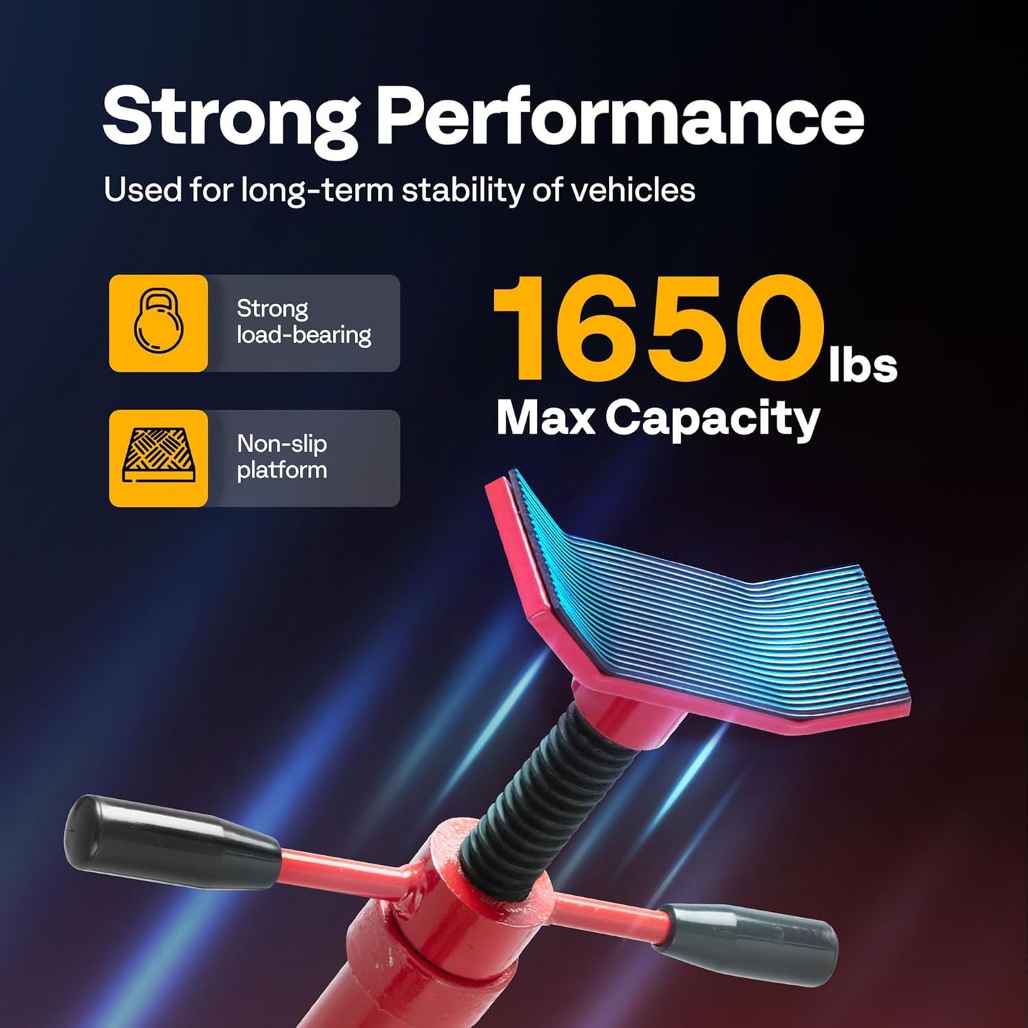 SPECSTAR Movable Underhoist Support Stand, 3/4 Ton 1650Lbs Capacity Jack Stand Lifting from 52 to 76 Inch with Replaceable Saddle and Steel Base