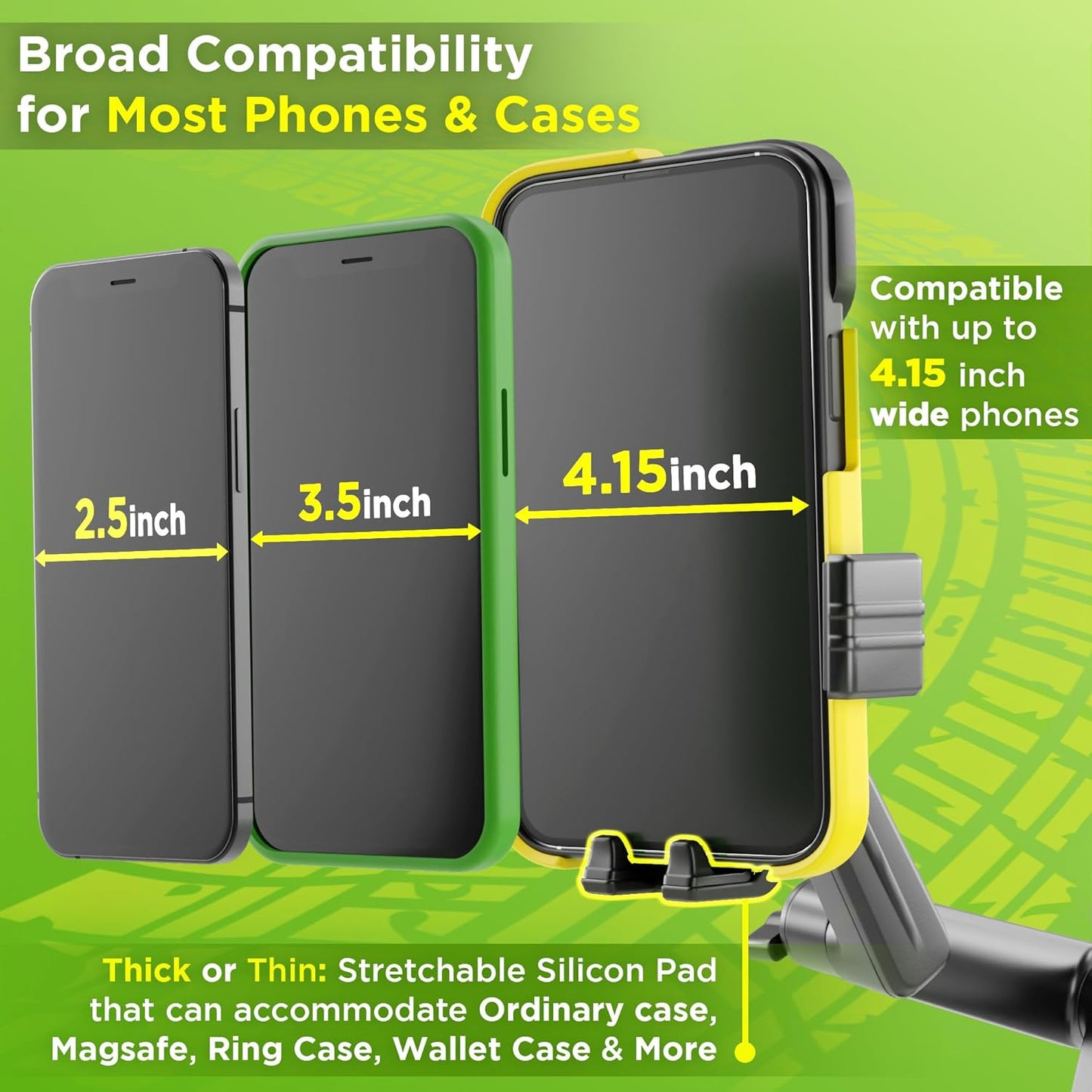 Phone Mount for Truck Phone Holder for Truck - Heavy Duty Suction Cup + Dashboard Pad, Mobile Device Holder for Dashboard Window 16.9 inch Long Arm, iPhone Samsung Compatible, Big Rig Trucker, Black