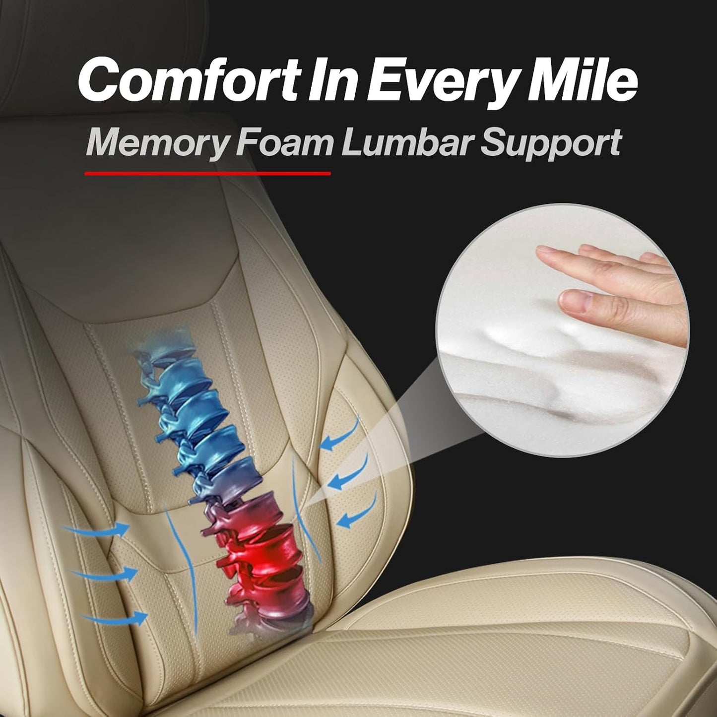 Coverland Custom Car Seat Covers Compatible with Ram 1500 2500 Mega Cab - Premium Leather Non-Slip Memory Foam Waterproof Cover Custom Interior Protector Full Set-Beige [See Size Chart-Size X111]