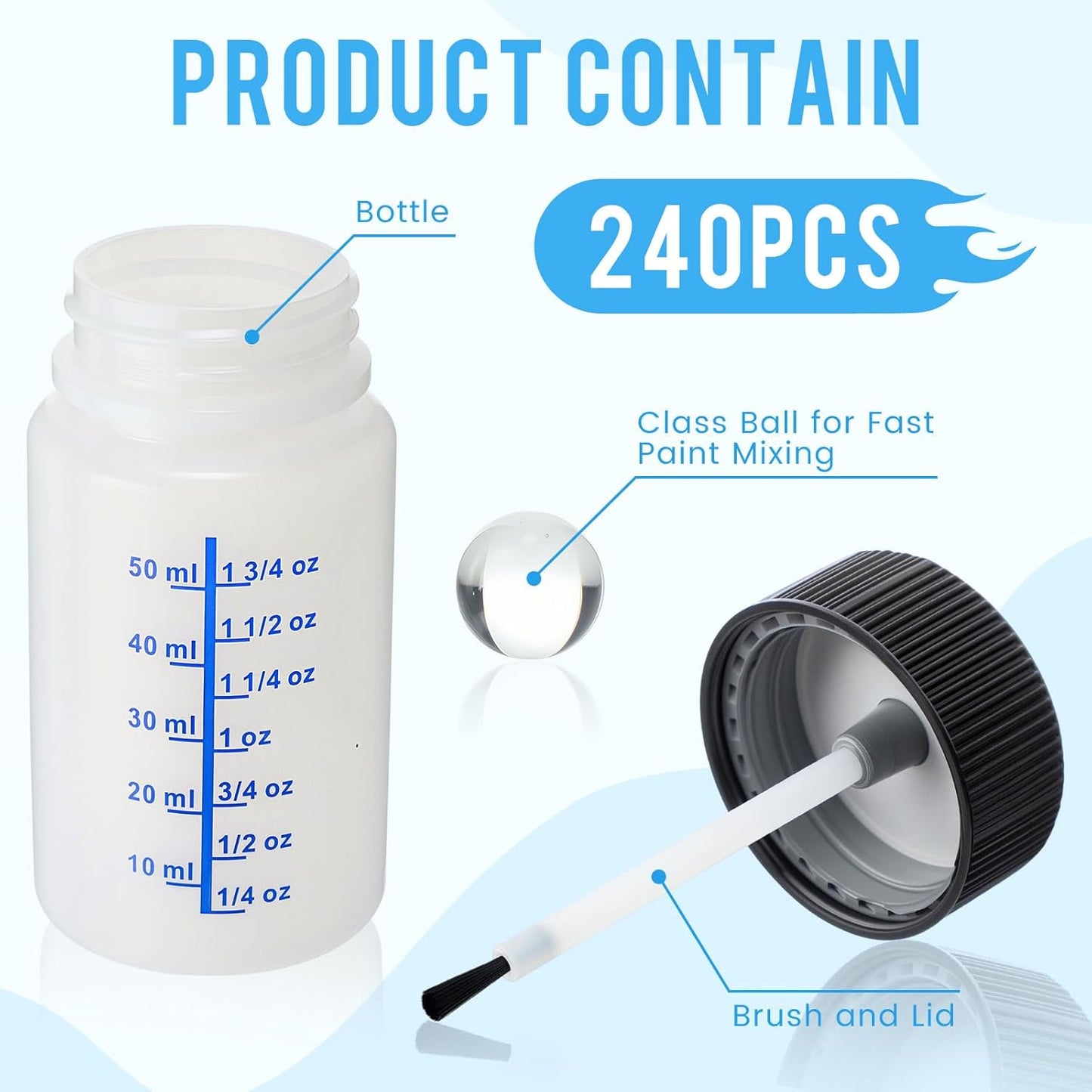 Mumufy 120 Pcs Touch up Paint Bottles with Brush and Lid Empty Touch up Bottle with Mixing Balls 2 oz Fluid Capacity Leftover Paint Container for Car Scratches Repair (Black,Blue)