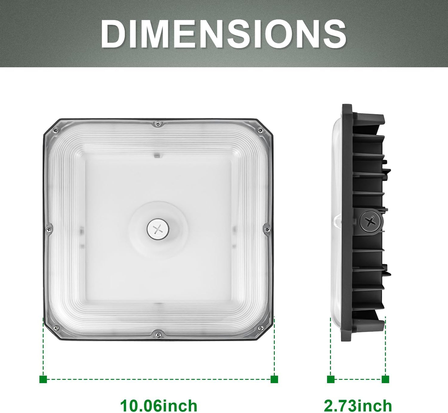 80W/60W/40W Power Selectable LED Canopy Garage Light with 3CCT (3500K/4000K/5000K), LED Parking Garage Lights 90-277V IP65 Commercial Residential Lights DLC (40W/ 60W/80W Power Selectable -2 PACK)