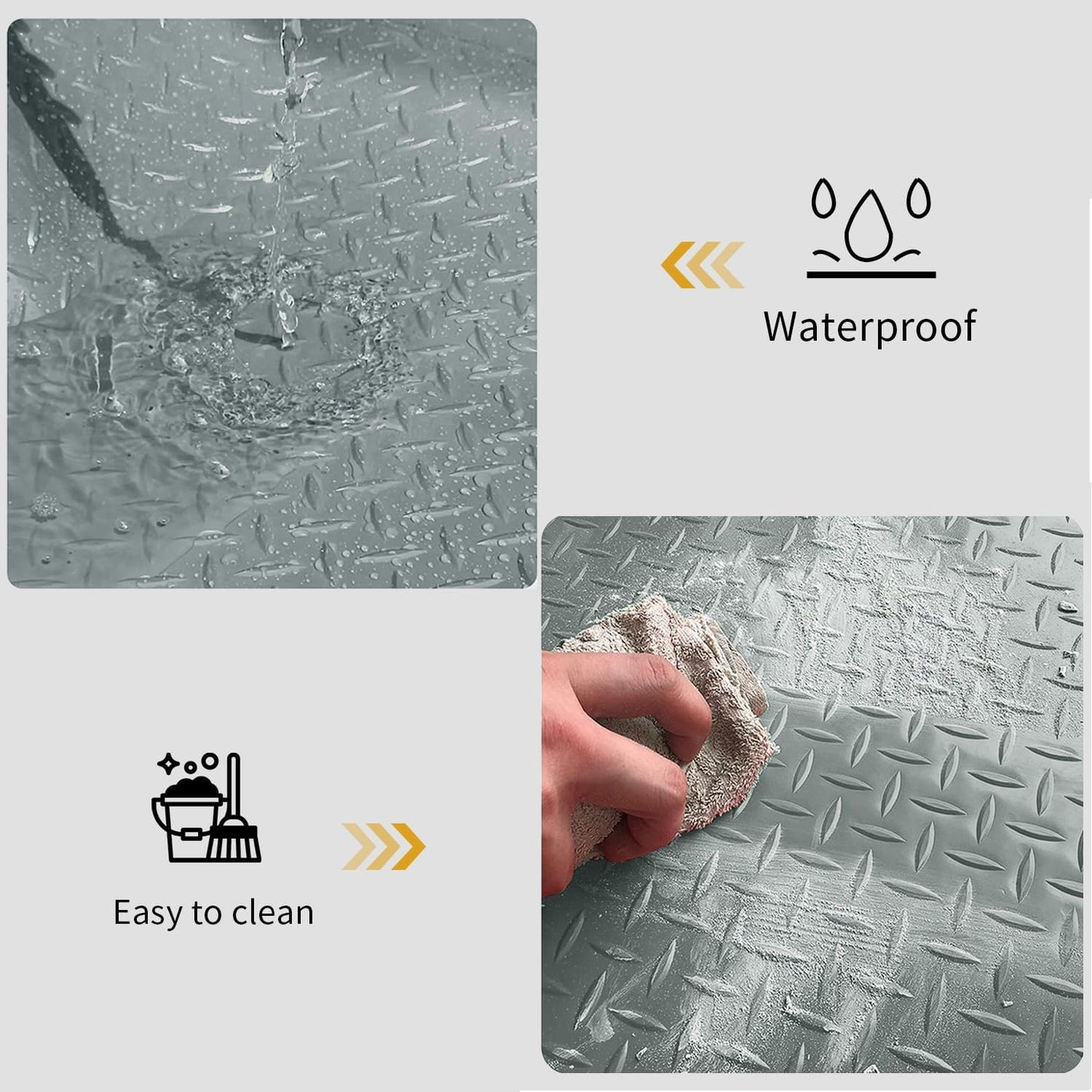 Premium Garage Floor Mat, Commercial Grade Heavy Duty Parking Mat for Garage Floor, Golf Cart Parking, Water/Stain Resistant Floor Runner (Grey Diamond, 4 x 10 Feet)