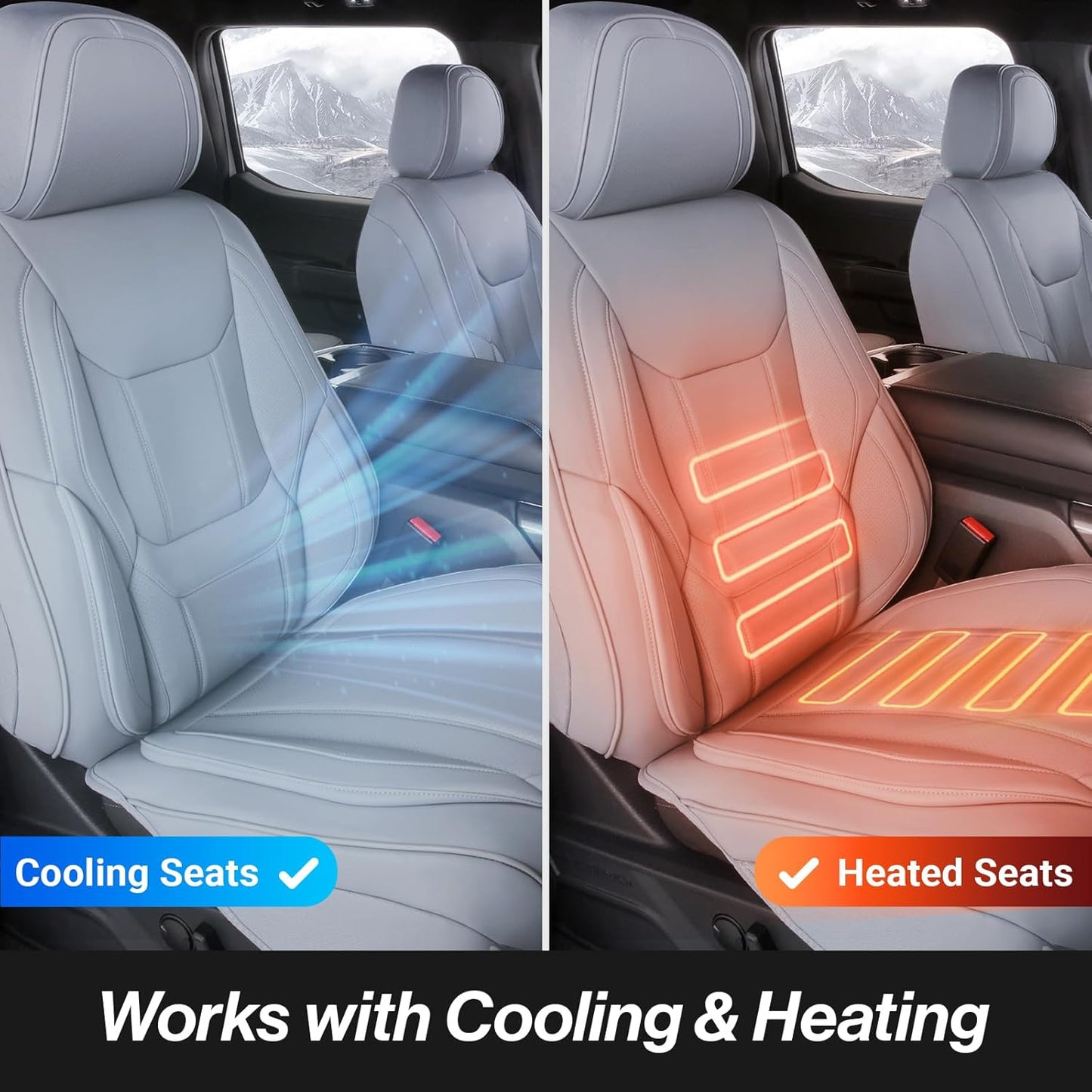 Coverland Custom Car Seat Covers Compatible with 2005-2021 Frontier King Cab, Crew Cab - Premium Leather Non-Slip Waterproof Cover Interior Protector Full Set-Gray [See Size Chart-Size X116]