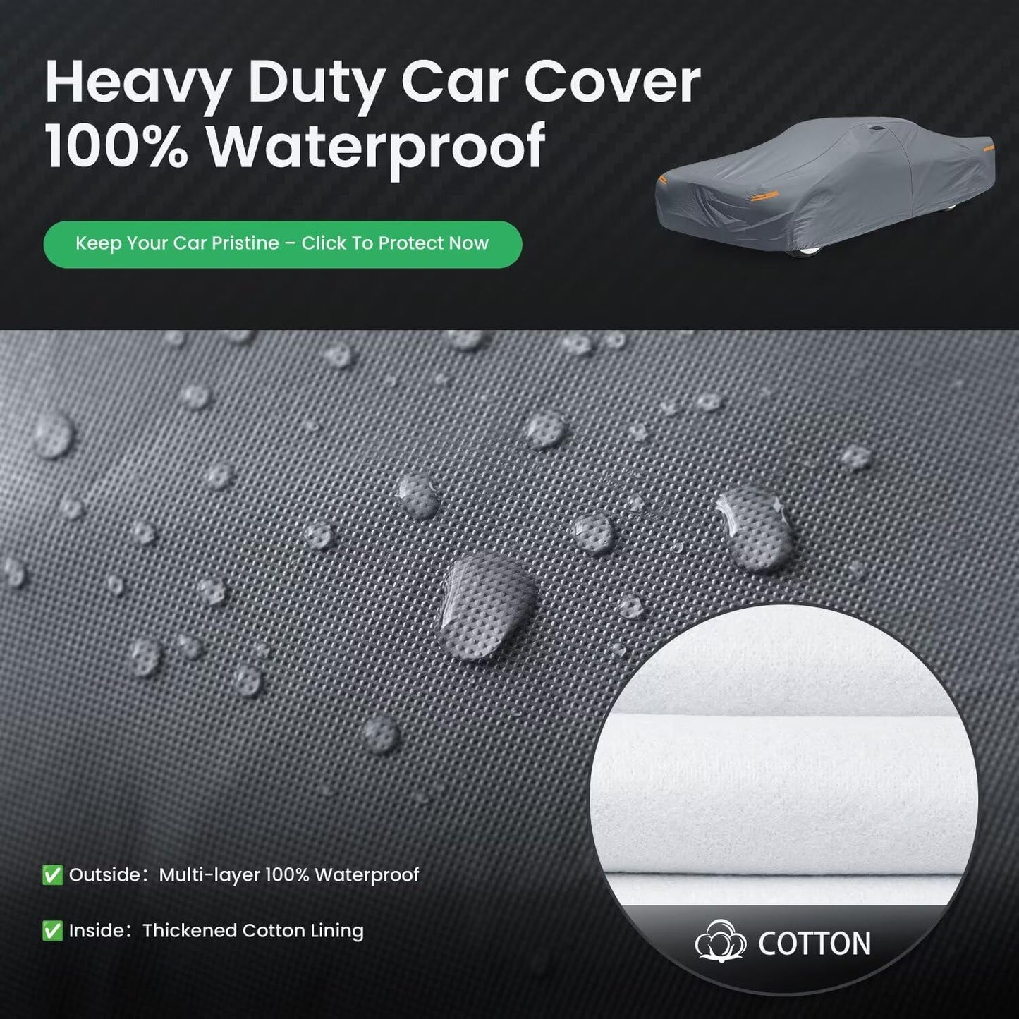 Waterproof Chevrolet Caprice(1970-2016) Car Cover with Breathable Vents, [2025 Upgrade] Premium Covers with Cotton Liner and Zipper Door, Sun Rain Snow Dust Uv Protection.(Gift with Towel)