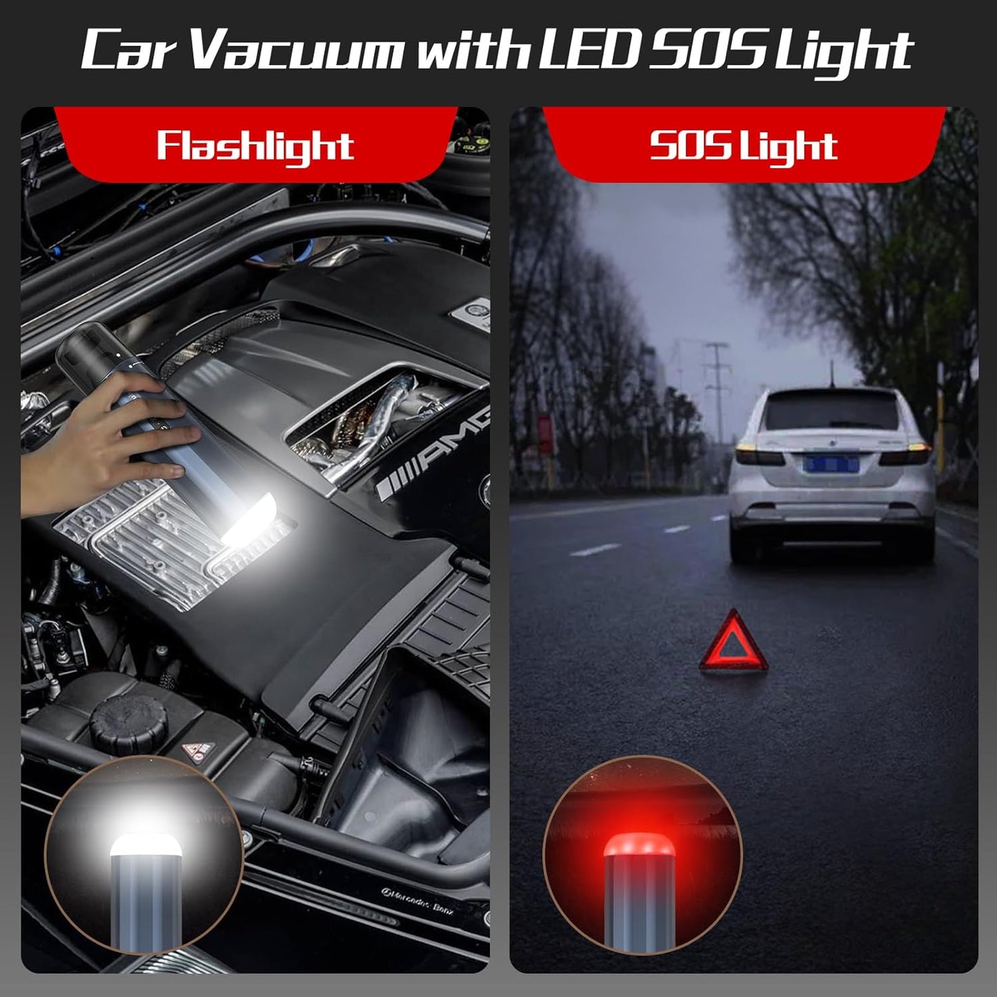 Chuboor Car Vacuum Cleaner High Power Cordless Rechargeable, 16000PA Powerful Handheld Vacuum, Portable Mini Vacuum with LED SOS Light, Small Hand Held Vacuuming Cordless, Dust Busters(P16-Blue)