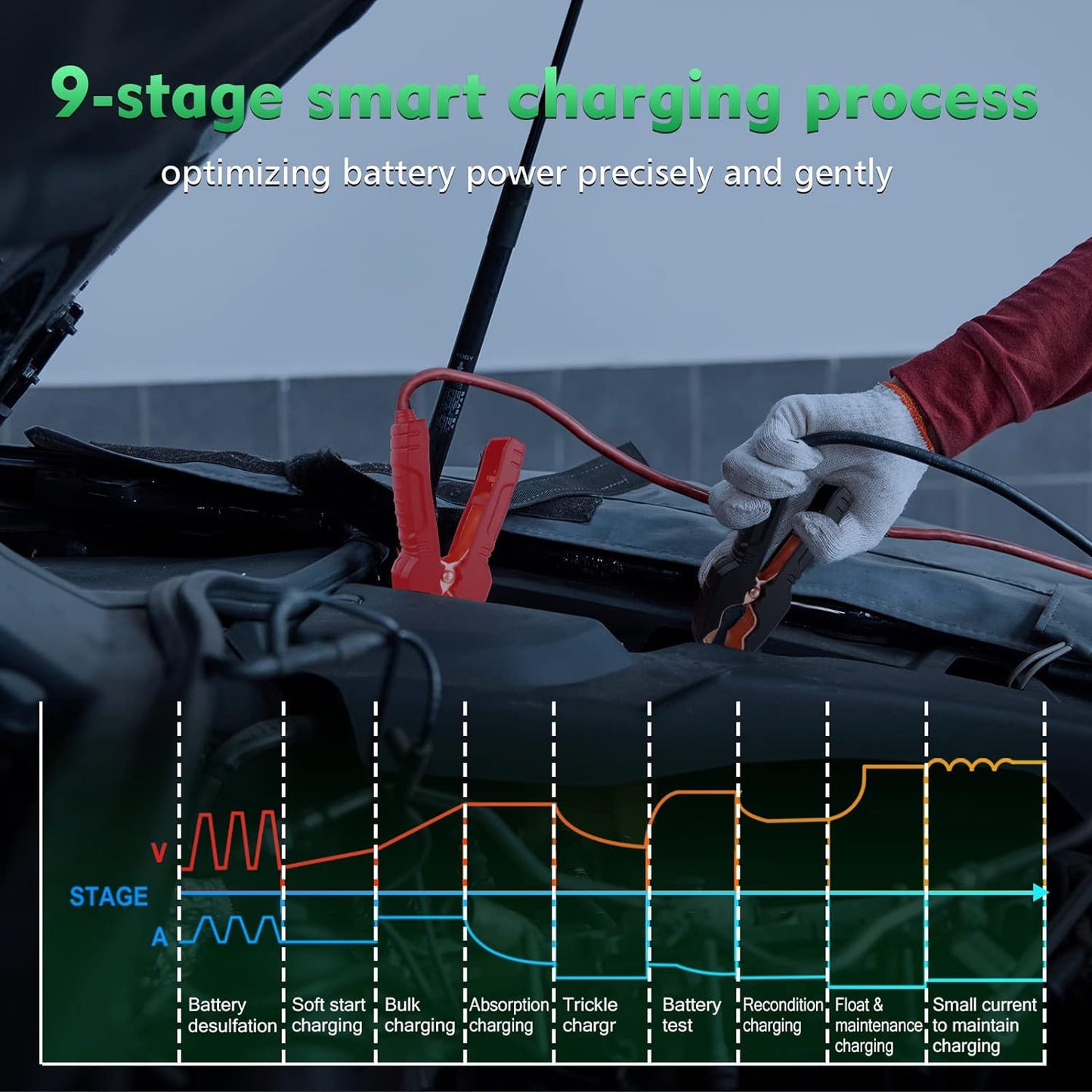 25 Amp Lithium Battery Charger, 12V and 24V Lifepo4,Lead-Acid(AGM/Gel/SLA..) Battery Charger,Battery Maintainer, Trickle Charger, and Battery Desulfator for Car,Boat,Motorcycle, Lawn Mower.