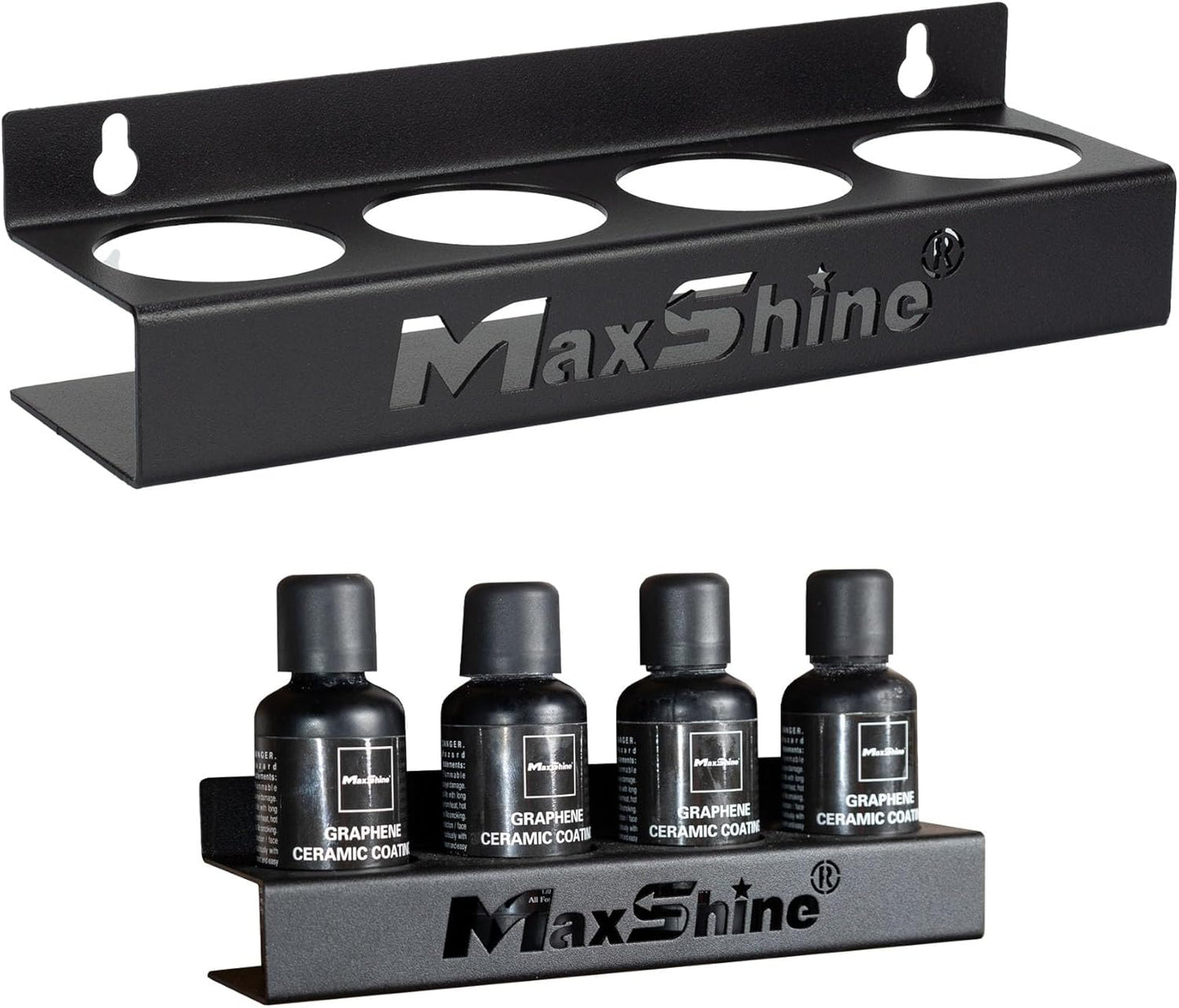 Maxshine Universal Detailing Ceramic Coating Holder - Holds 4 Bottles (50-100ml), Sturdy & Lightweight Organizer, Easy Wall Mounting, Premium Auto Detailing Accessories for Garage & Mobile Use