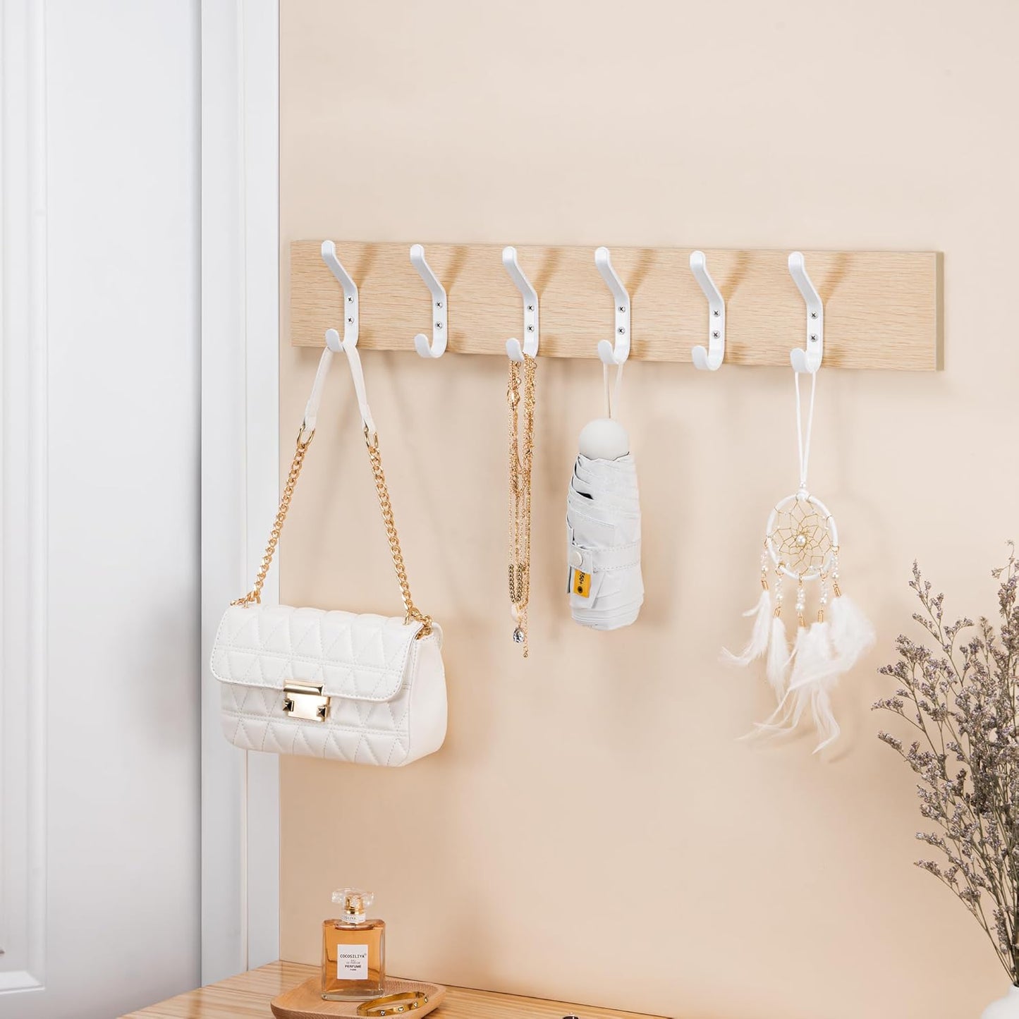 Coat Hook for Hanging, 20LB (Max), Stainless Wall Hooks for Towel, Hat, Backpack, Key, Clothes, Wall Mounted Coat Hanger for Closet, Metal, White, 4 Pack