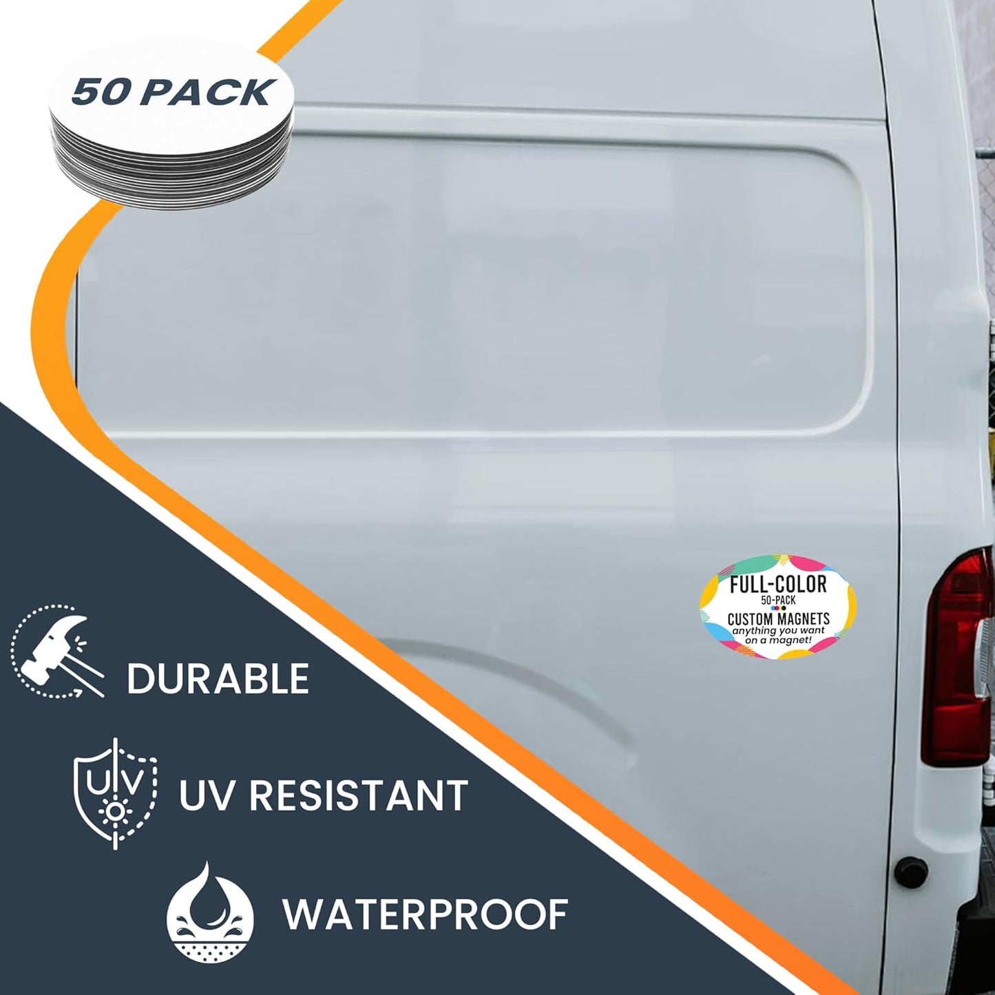 Magnet Me Up Custom 4x6 Inch Oval Magnet, 50 Pack, Customizable for Businesses, Personal Use, Choose Your Text, Upload Image, Magnetic Vinyl for Vehicles and Any Magnetic Surface, Crafted in USA