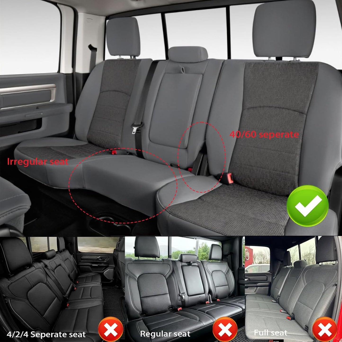 AOMSAZTO Seat Covers for Ram 2500: 2019 2020 2021 2022 2023 2024 2025 Custom Fit Car Seat Covers Full Set (Black+Red)