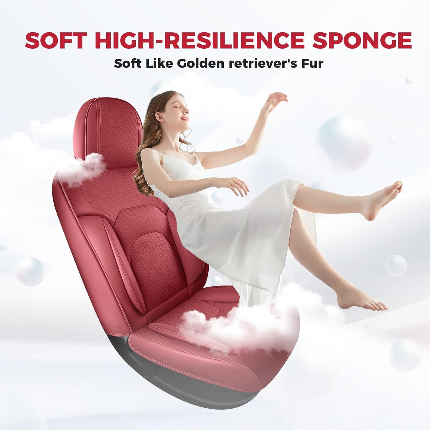 FREESOO Car Seat Covers Full Set,Waterproof Automotive Seat Covers, Leather Cars Interior Covers, Seats Protection Universal fit Babies & Adult (Wine Red)