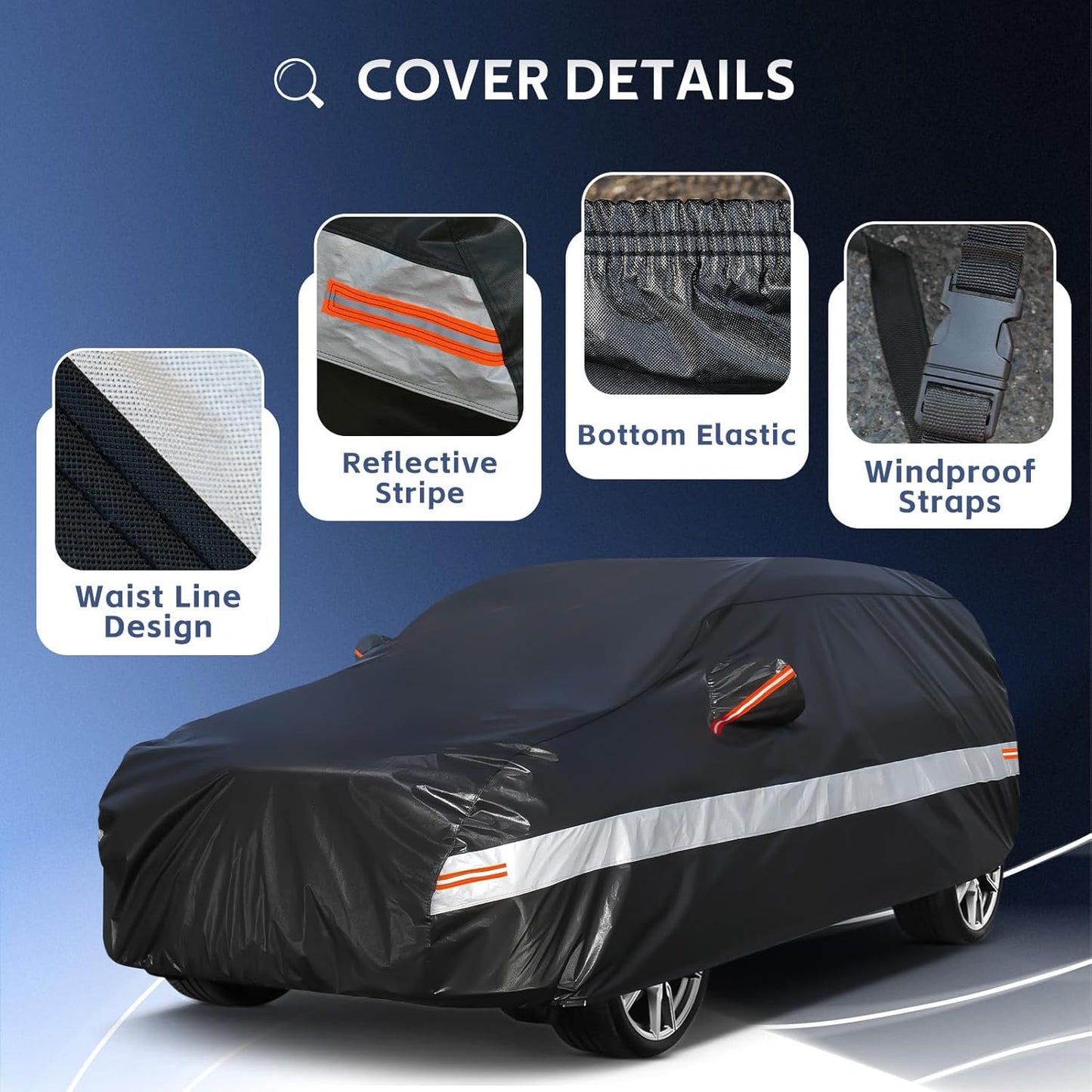 10 Layers SUV Car Cover Custom Fit for Kia Sorento (2012-2024) Waterproof All Weather for Automobiles, Outdoor Full Cover Sun UV Rain Protection with Cotton.Black