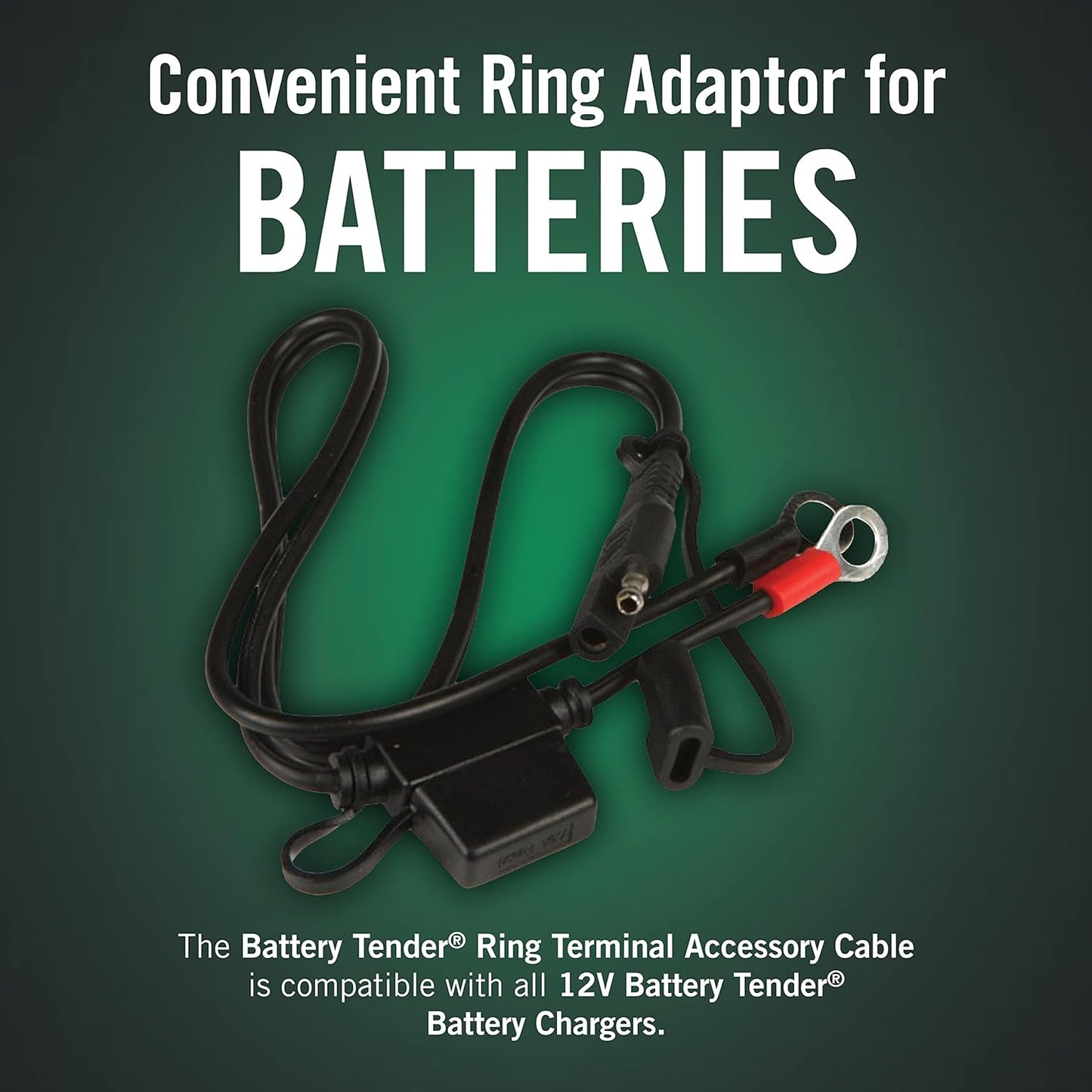 Battery Tender Ring Terminal Harness Accessory Cable - 18 inch Cord Adapter with SAE Quick Disconnect - Easy Quick Convenient for Motorcycles, Cars, ATVs and More - 081-0069-6