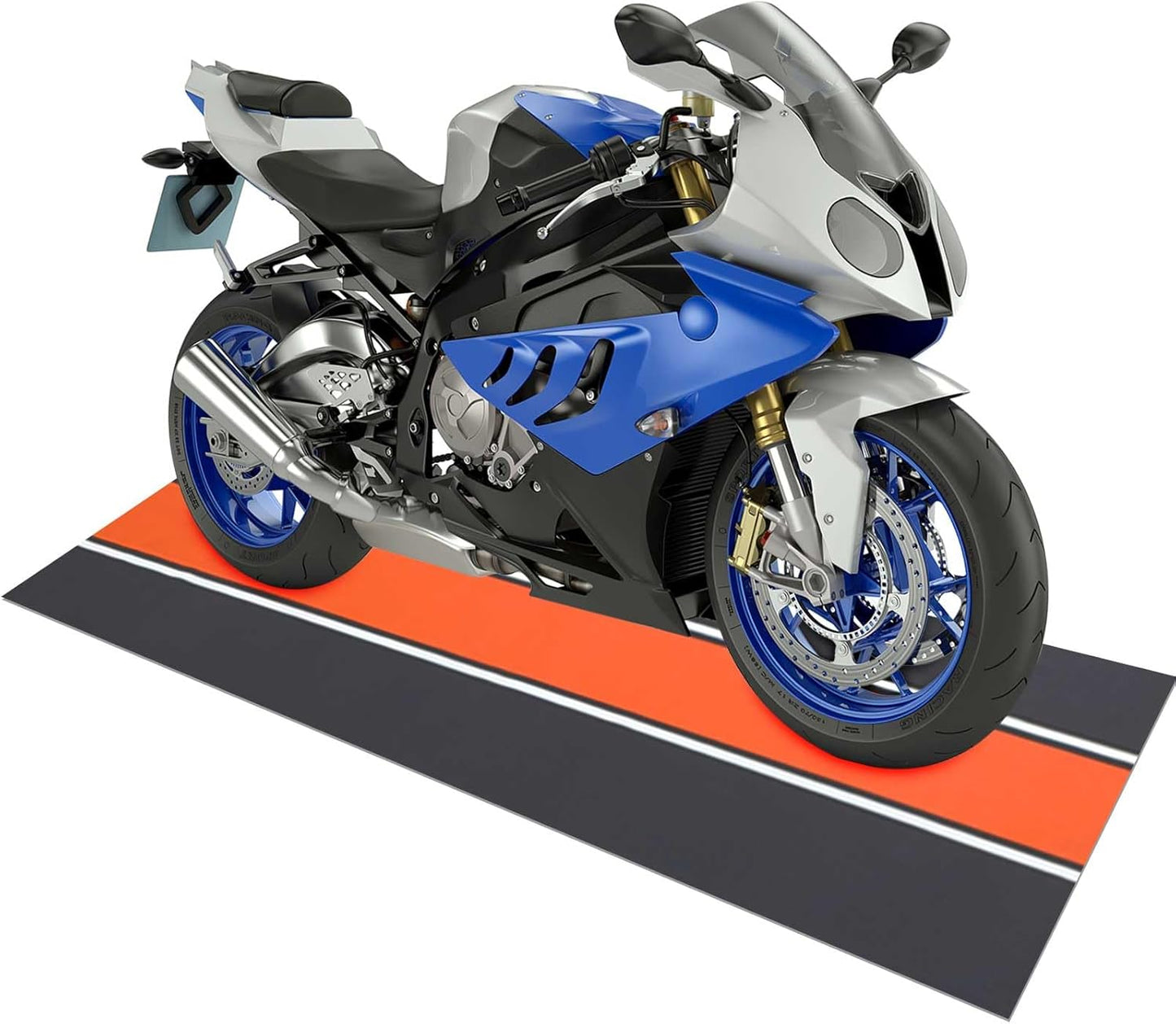 78 x 31 Inch Motorcycle Mat Garage Floor Rug Washable Parking Mats for Garage Floors Non Slip Oil Absorbent Pad Rubber Backing Layer Protects Floor from Spills Drips Stains (Cycle Style)