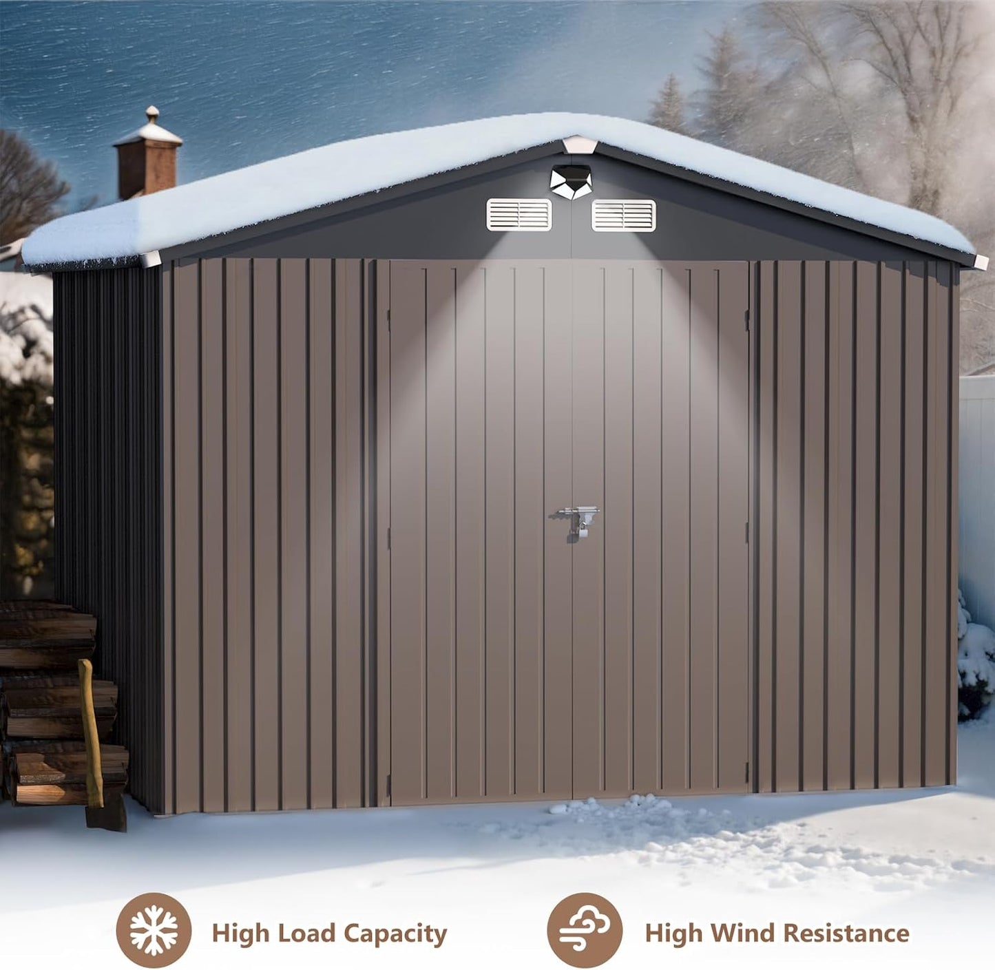 10x12 FT Outdoor Storage Shed,Metal Tool Sheds,Waterproof Outside Storage Shed with Lockable Doors & Air Vent,Storage Building for Backyard Garden