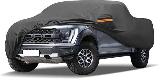 MORNYRAY Compatible with Ford F150,Car Cover Outdoor Waterproof Sun Rain Snow Hail Protection with Driver Door Zipper (Black, Custom Fit Ford F150)