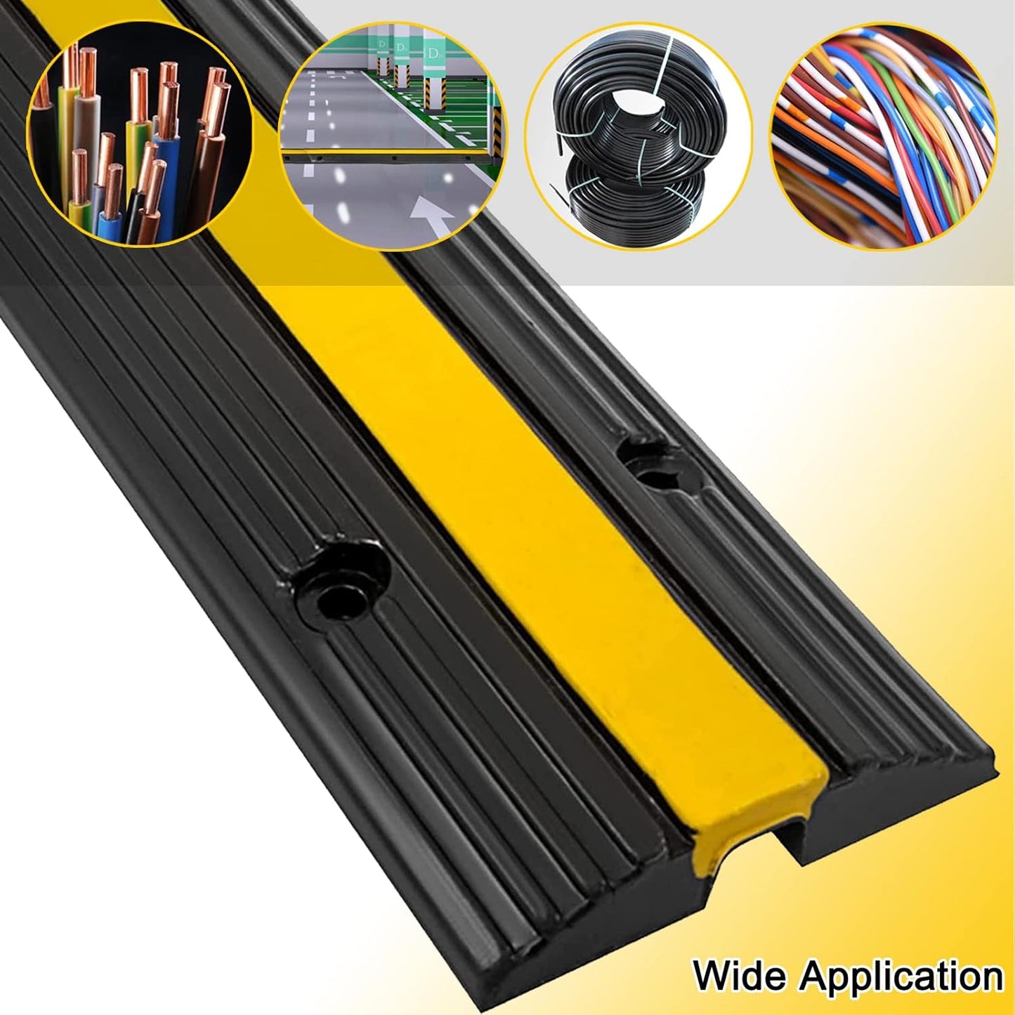 CXRCY Cable Protector Ramp 4 Pack of 1-Channel Rubber Hose Ramp, 22046Lbs Capacity Heavy Duty Speed Bumps Hose Cord Protector Ramps for Driveway&Outdoor/Wire/Hose/Pipe Hider